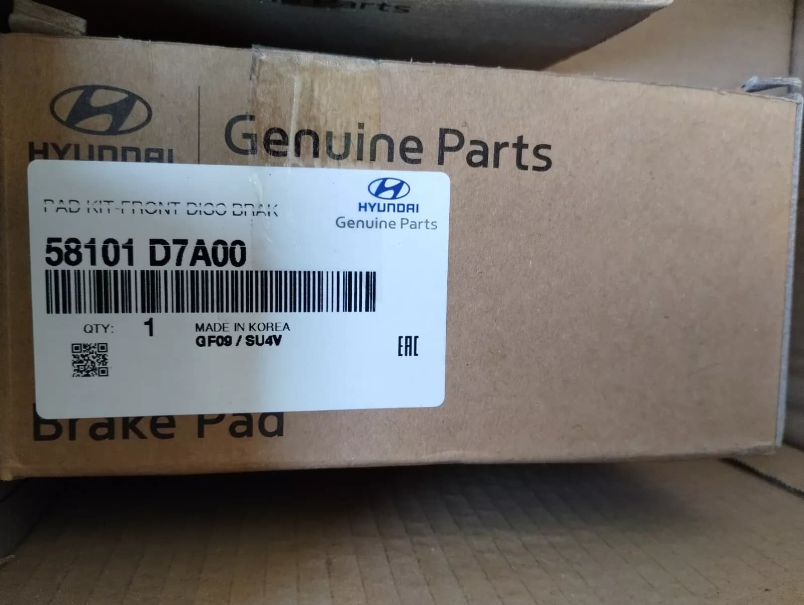 HYUNDAI Original PAD KIT- DISC BRAKE No: 58101D7A00