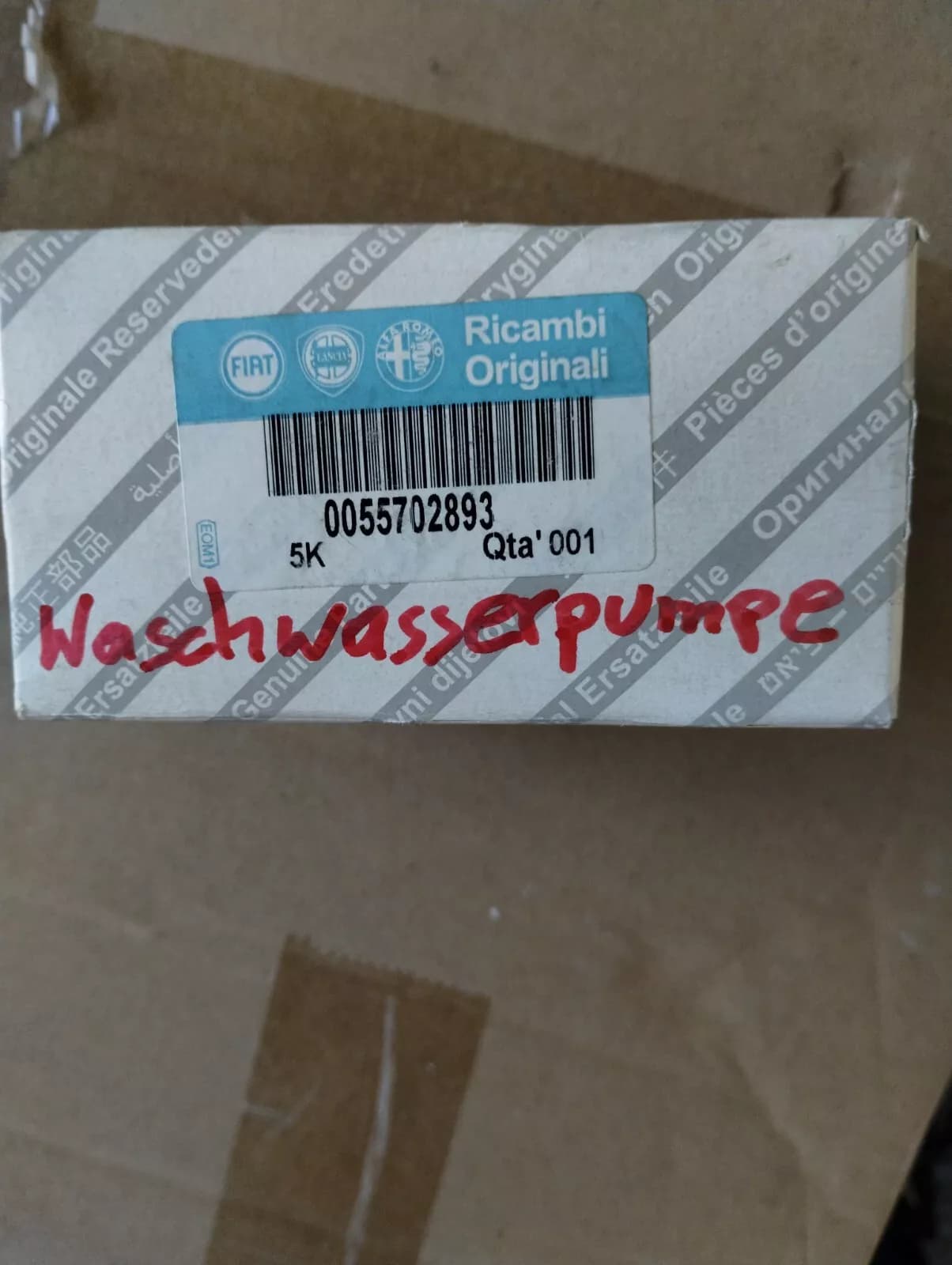 Genuine Fiat, Lancia, Alfa Romeo, WINDSCREEN WASHER-ELECTROPUMP No: 55702893