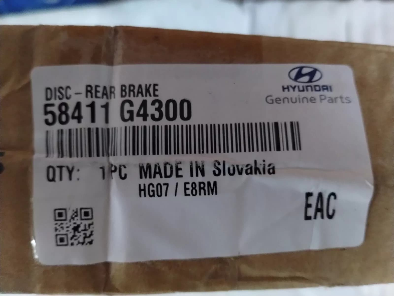 HYUNDAI Original DISC-REAR BRAKE 1pcs No: 58411G4300