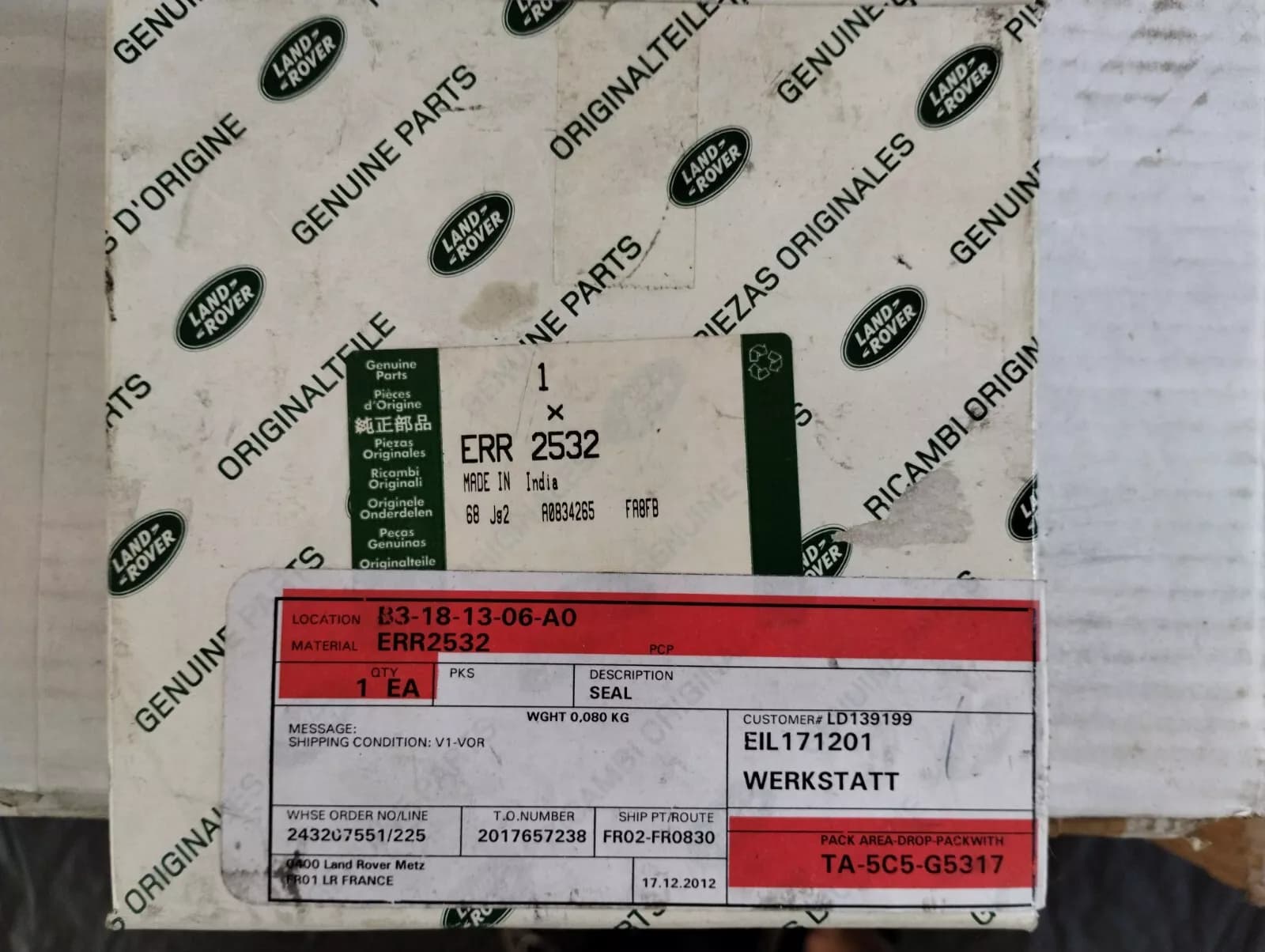 Jaguar, Land Rover, genuine Oil seal No: ERR2532