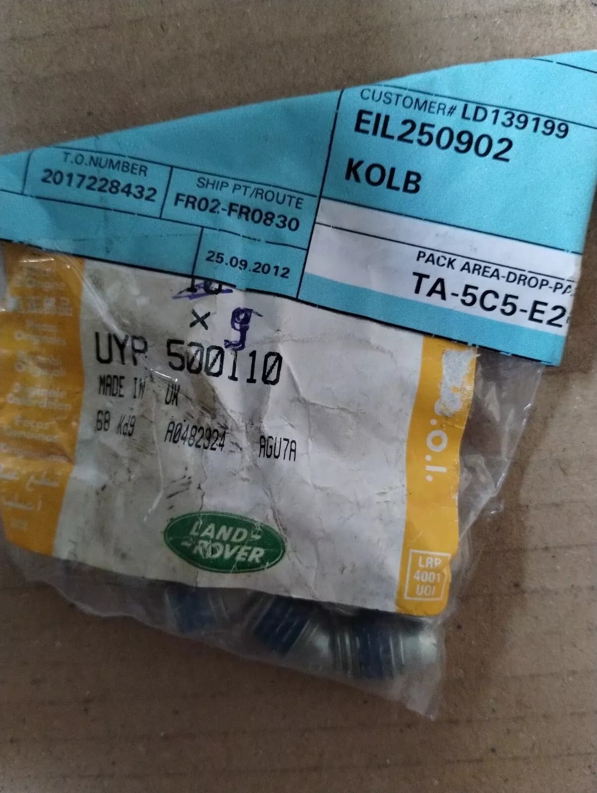 Jaguar, Land Rover, genuine screw 9pcs No: UYP500110