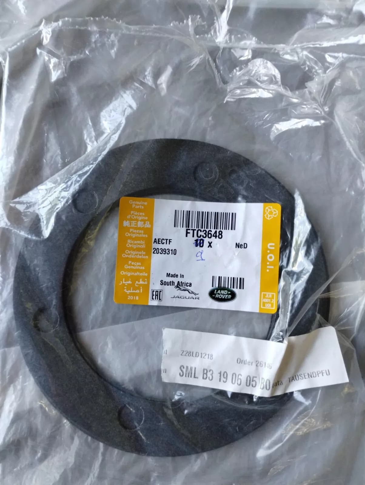 Jaguar, Land Rover, genuine seal, gasket 9 Pcs No: FTC3648