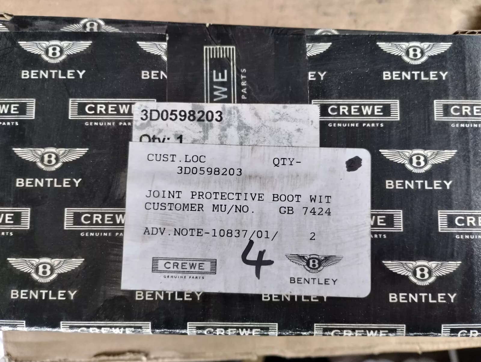 Bentley genuine JOINT PROTECTIVE BOOT WIT No : 3D0598203