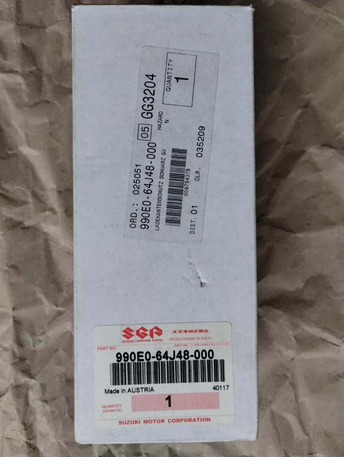 Genuine Suzuki Grand Vitara Protection Sheet - Rear No: 990E0-64J48