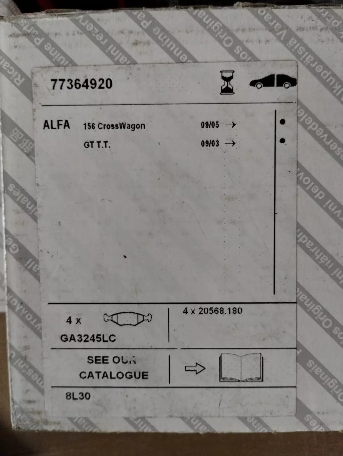 Genuine Alfa Romeo pad set No: 77364920