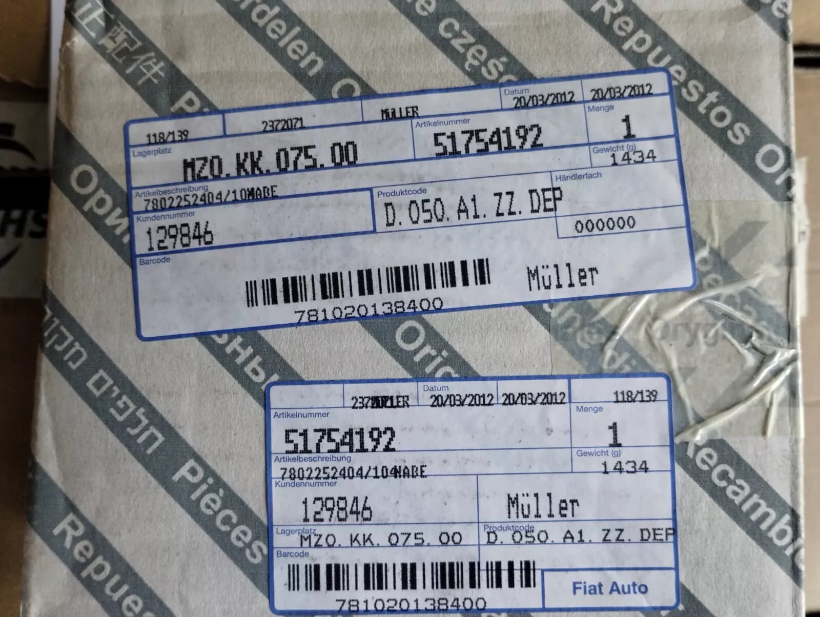 Genuine Fiat, Alfa Romeo, Lancia wheel bearing No: 51754192