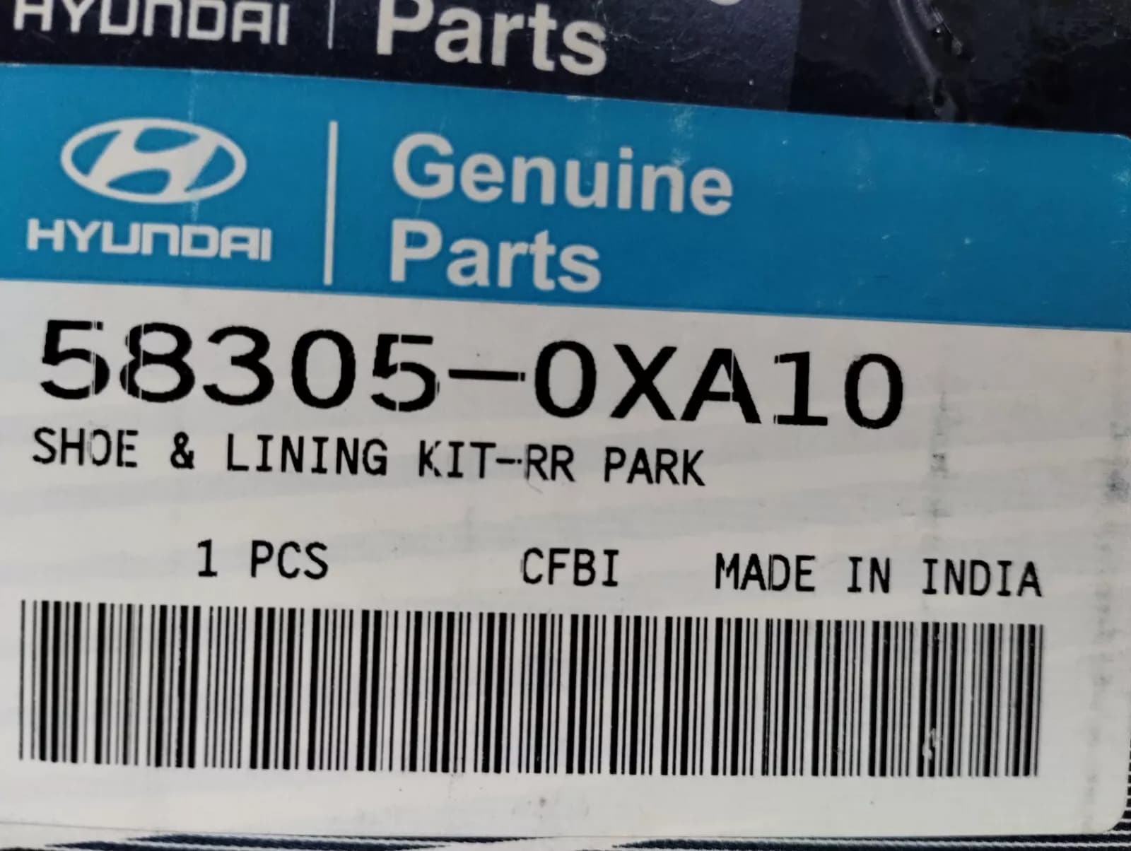HYUNDAI genuine SHOE & LINING KIT-RR PARKING BRAKE No: 583050XA10