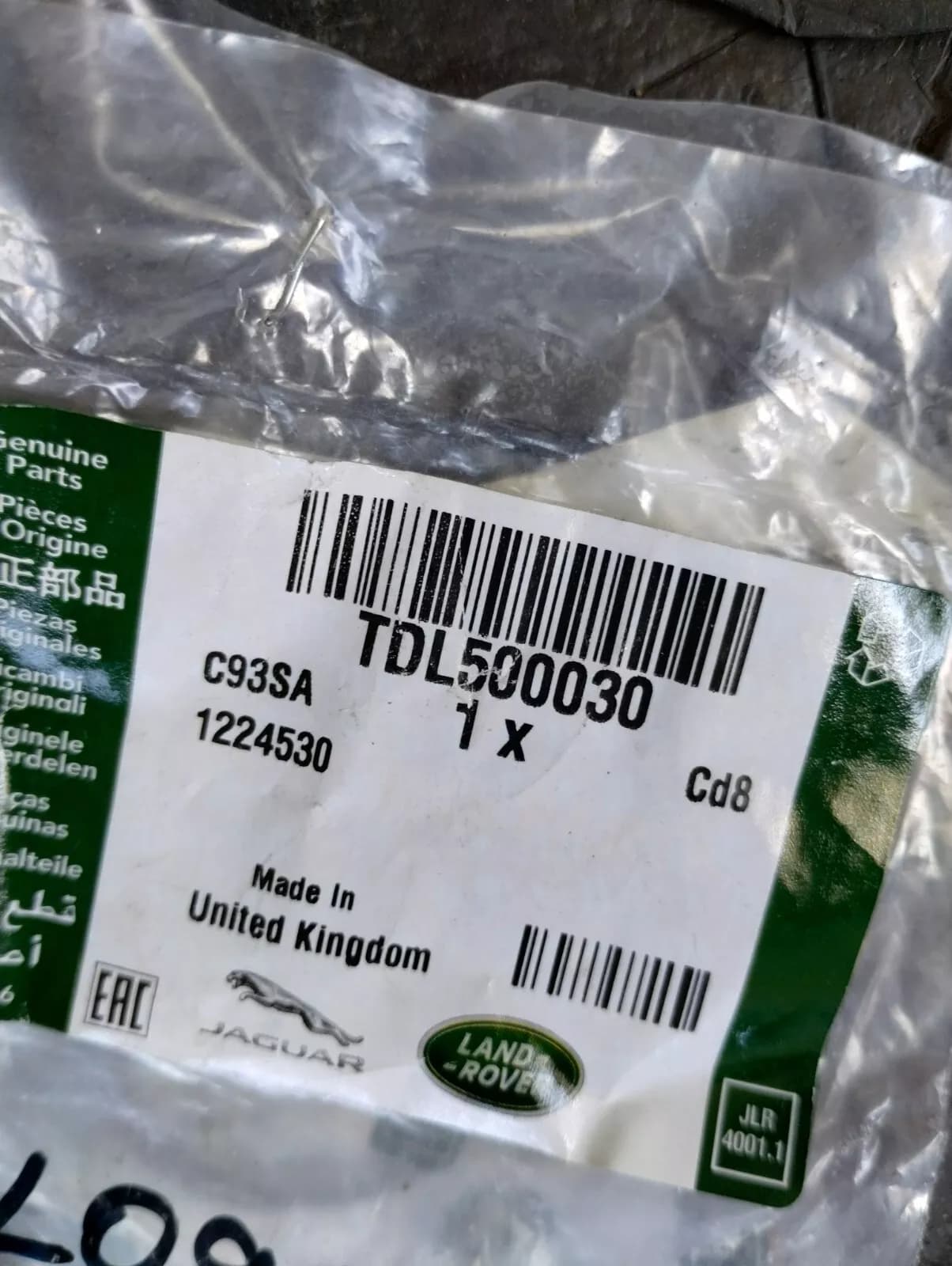 Genuine Jaguar, Land Rover, clip 3 Pcs No: TDL500030