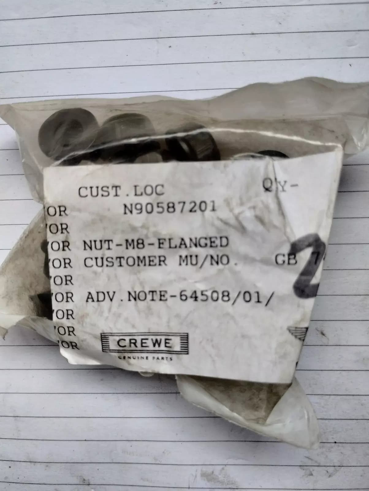 ORIGINAL VW GROUP PARTS, HEXAGON COLLAR NUT SELF-L 10 PCS No: N90587201