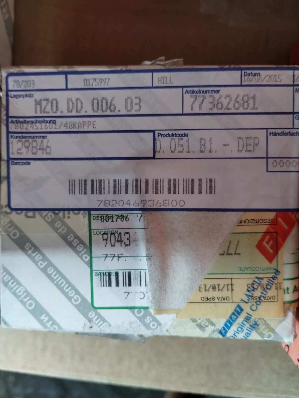 Genuine Alfa Romeo 147, GT Cap No: 77362681