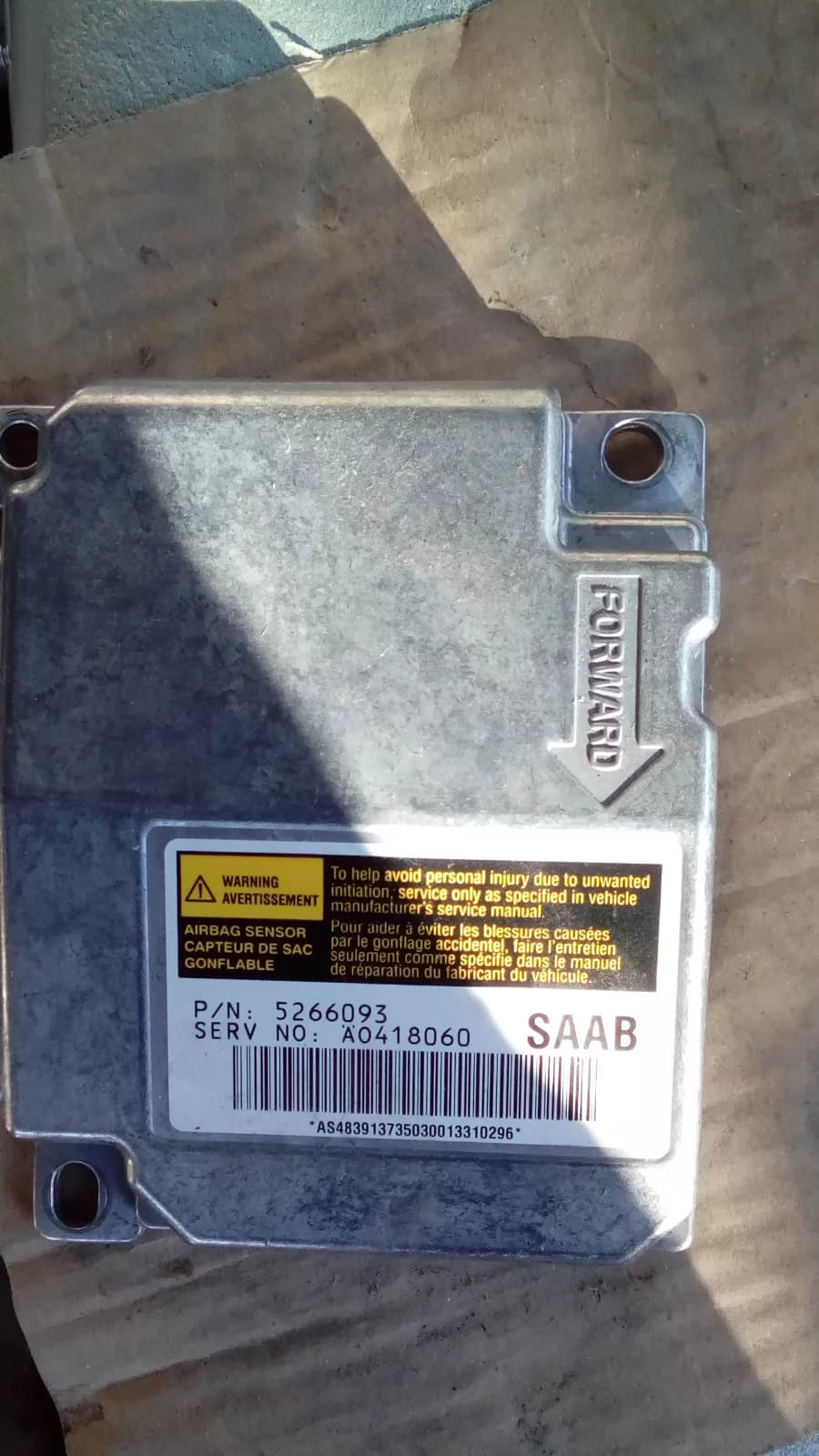 Saab 9-5 SRS, airbag control unit part no 5266093