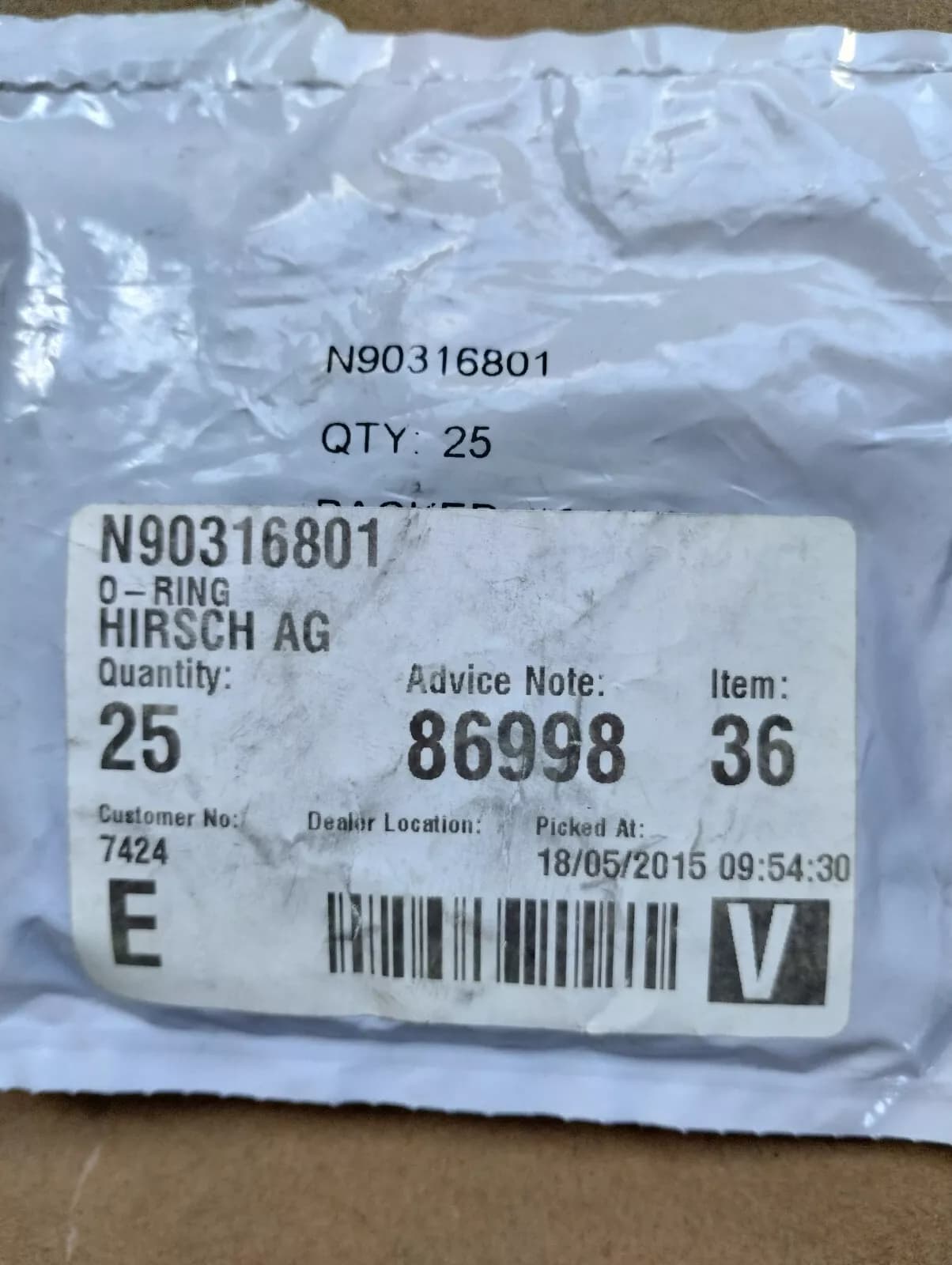 ORIGINAL BENTLEY O RING 25 PCS No: N90316801