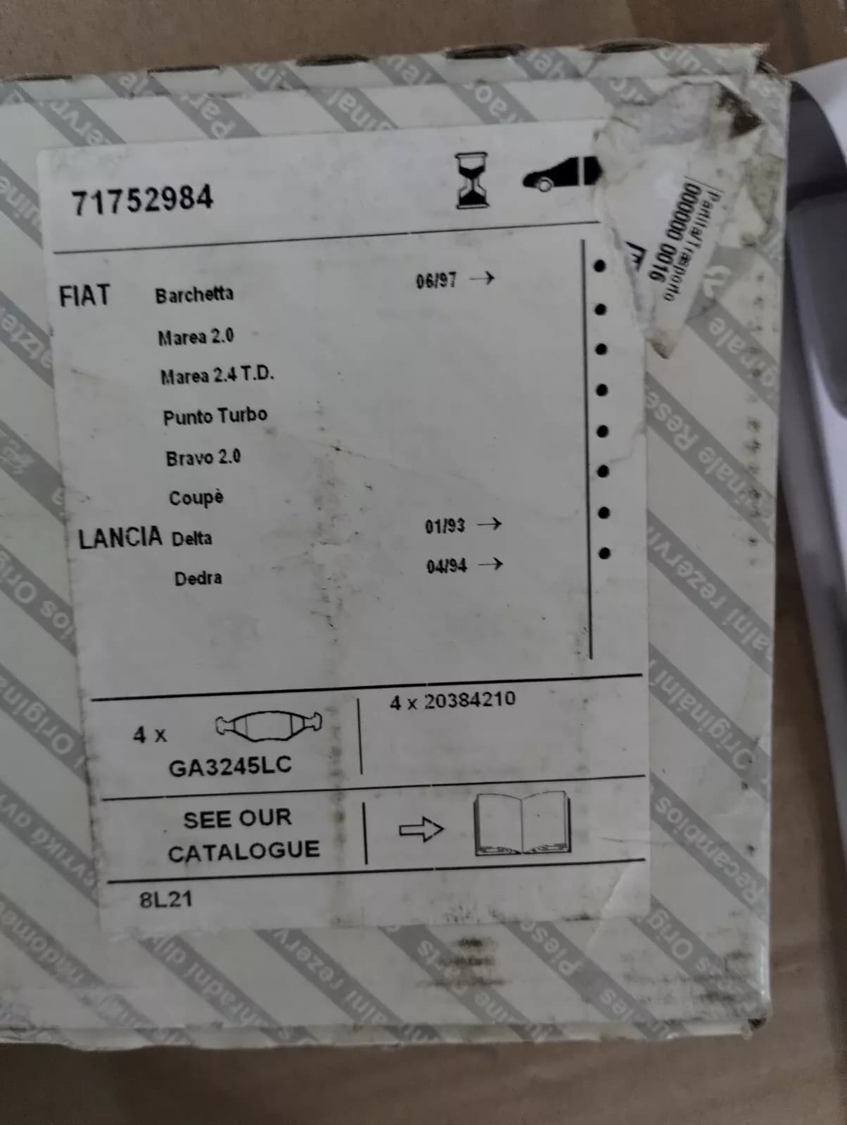 Genuine Fiat, Lancia, Alfa Romeo, Pad set Nr: 71752984