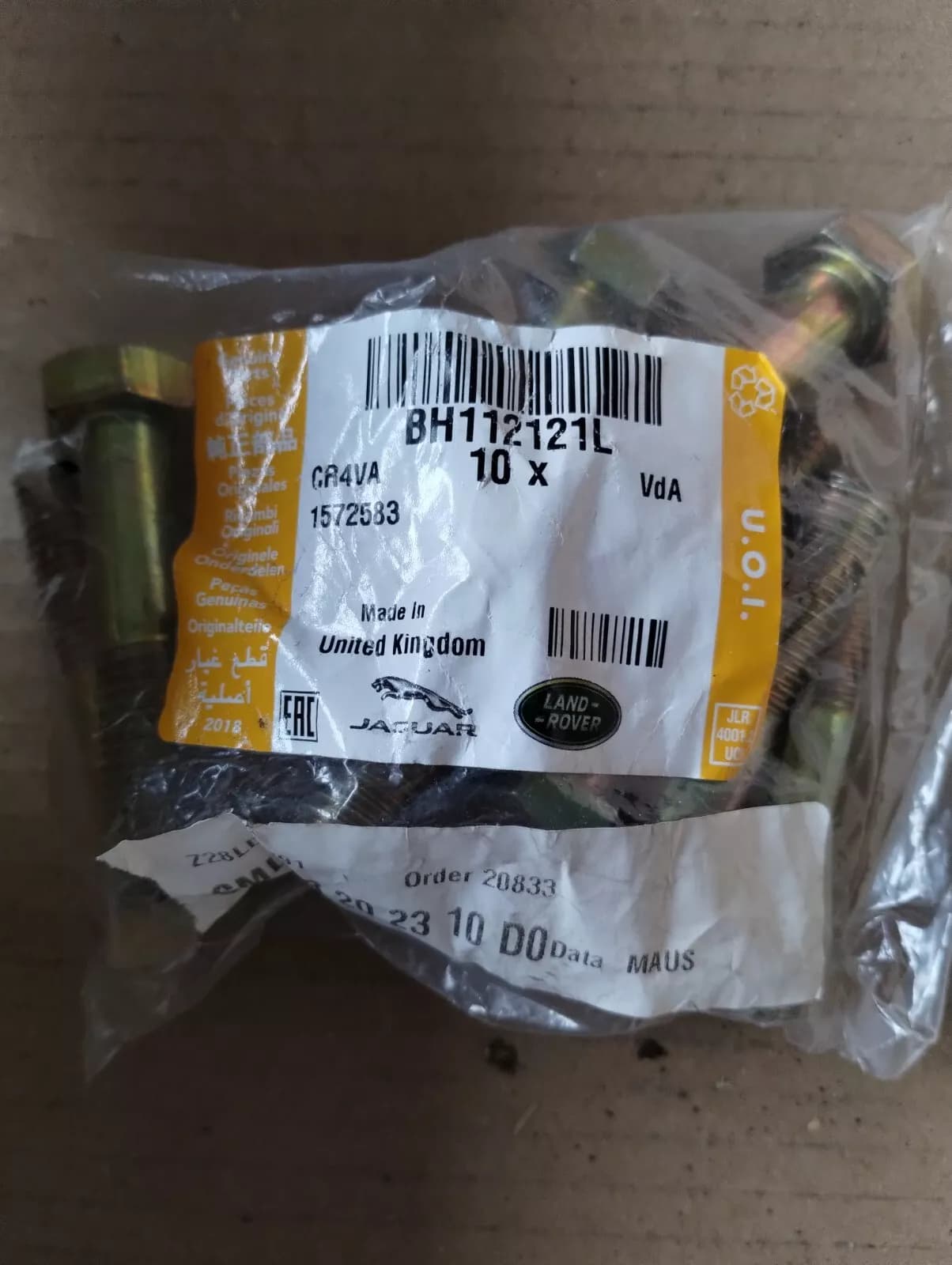 Jaguar, Land Rover, genuine Bolt 10Pcs No: BH112121L