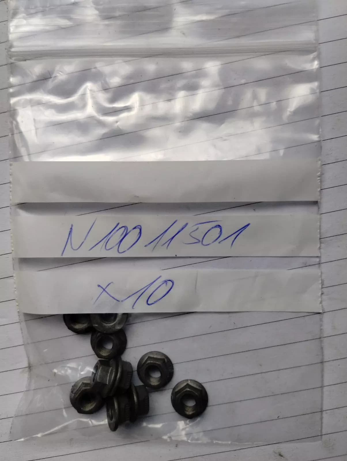 ORIGINAL VW GROUP PARTS, HEXAGON COLLAR NUT 10 PCS No: N10011501