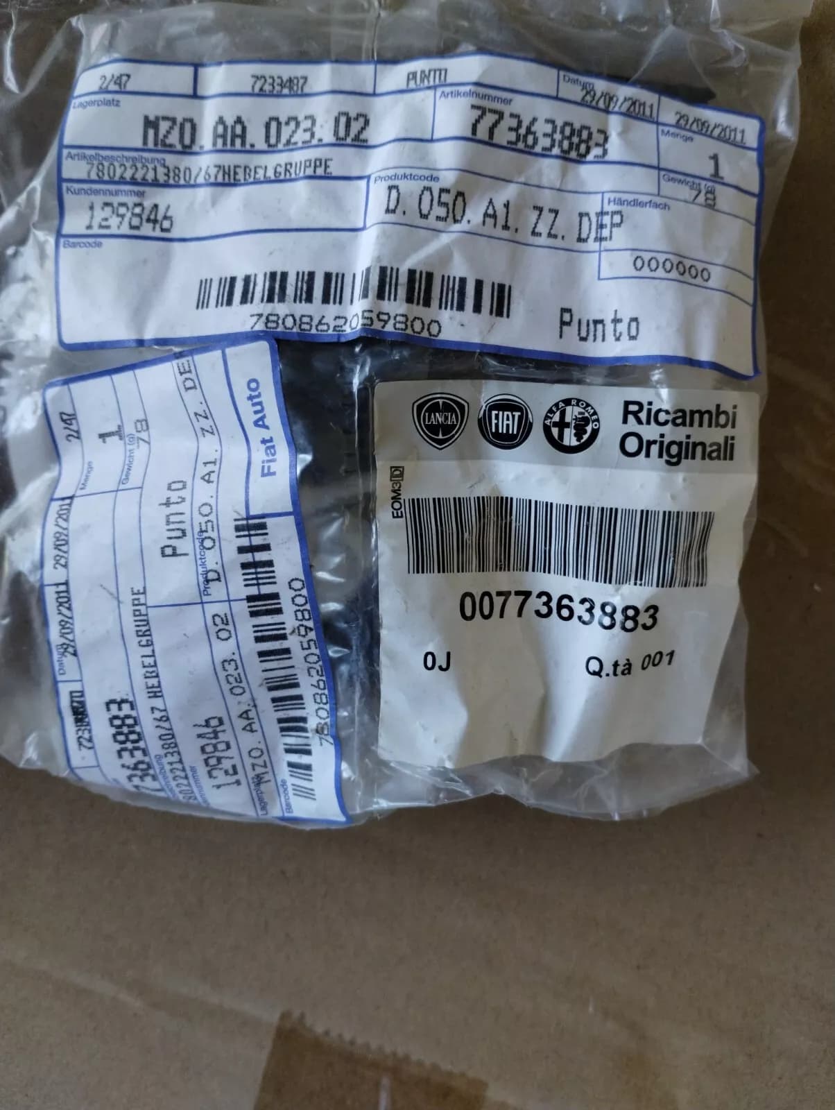 Genuine Fiat Repair kit No : 77363883