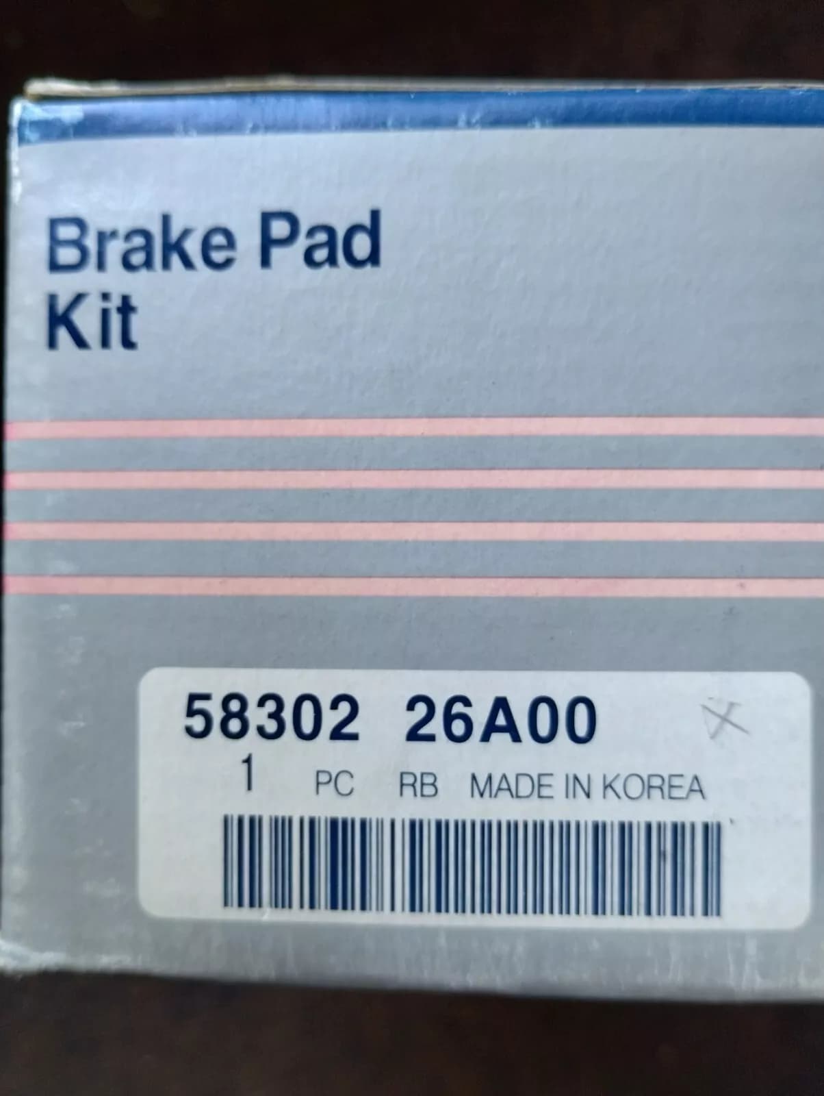 HYUNDAI genuine PAD KIT- DISC BRAKE No: 5830226A00