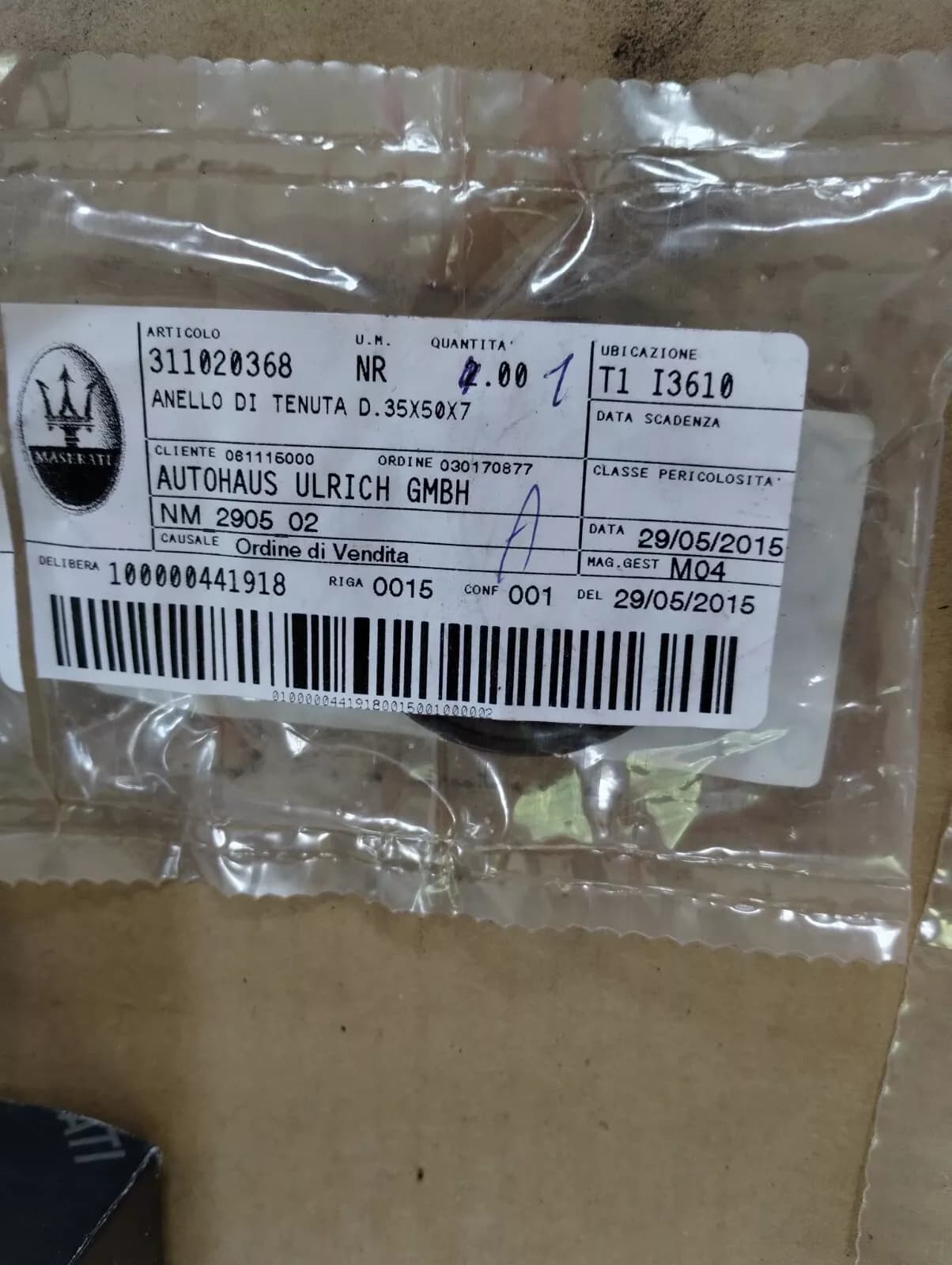 Genuine Maserati Front Crankshaft Seal No : 311020368