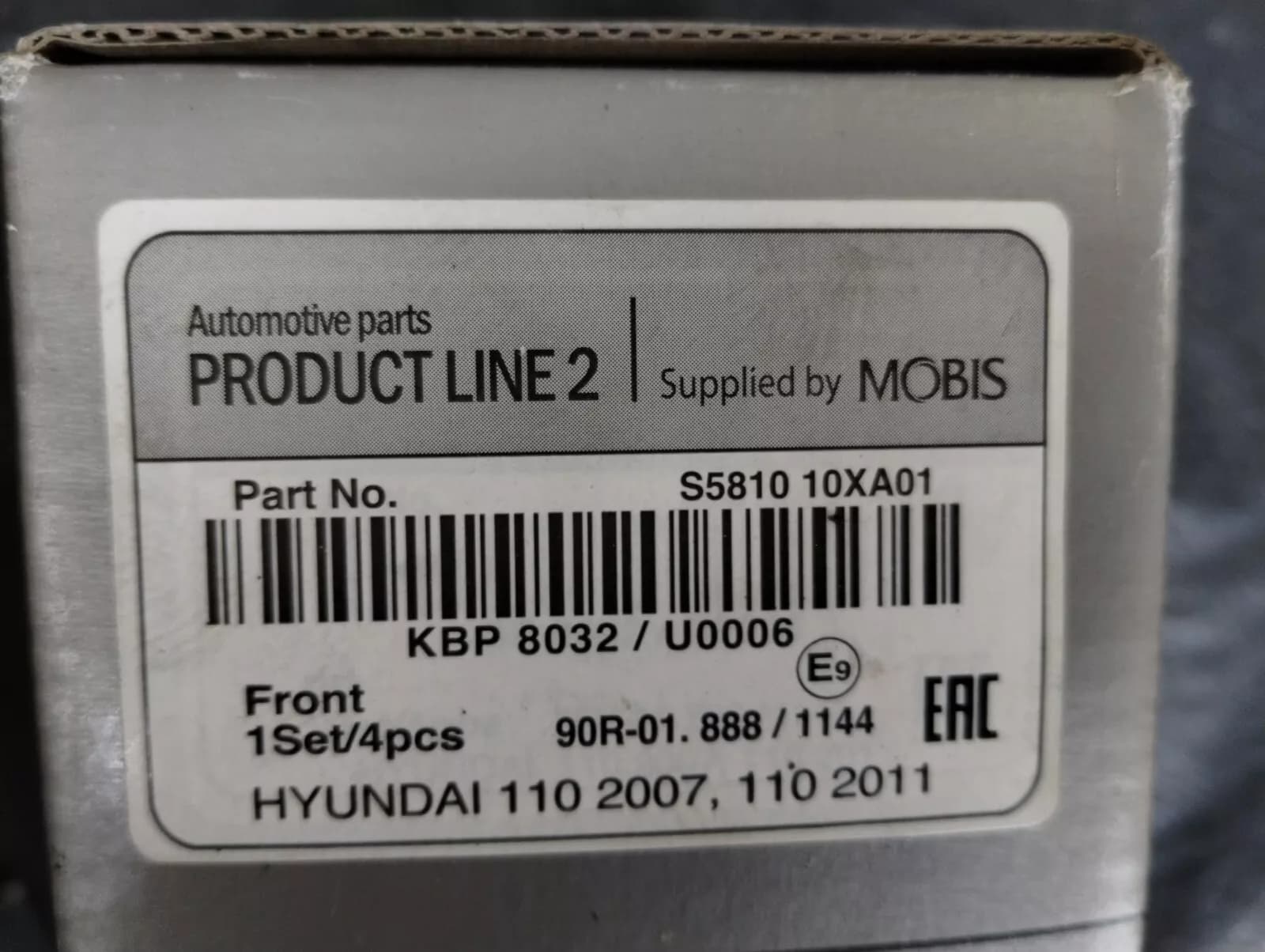 Mobis Original Hyundai, Pad set No: S581010XA01