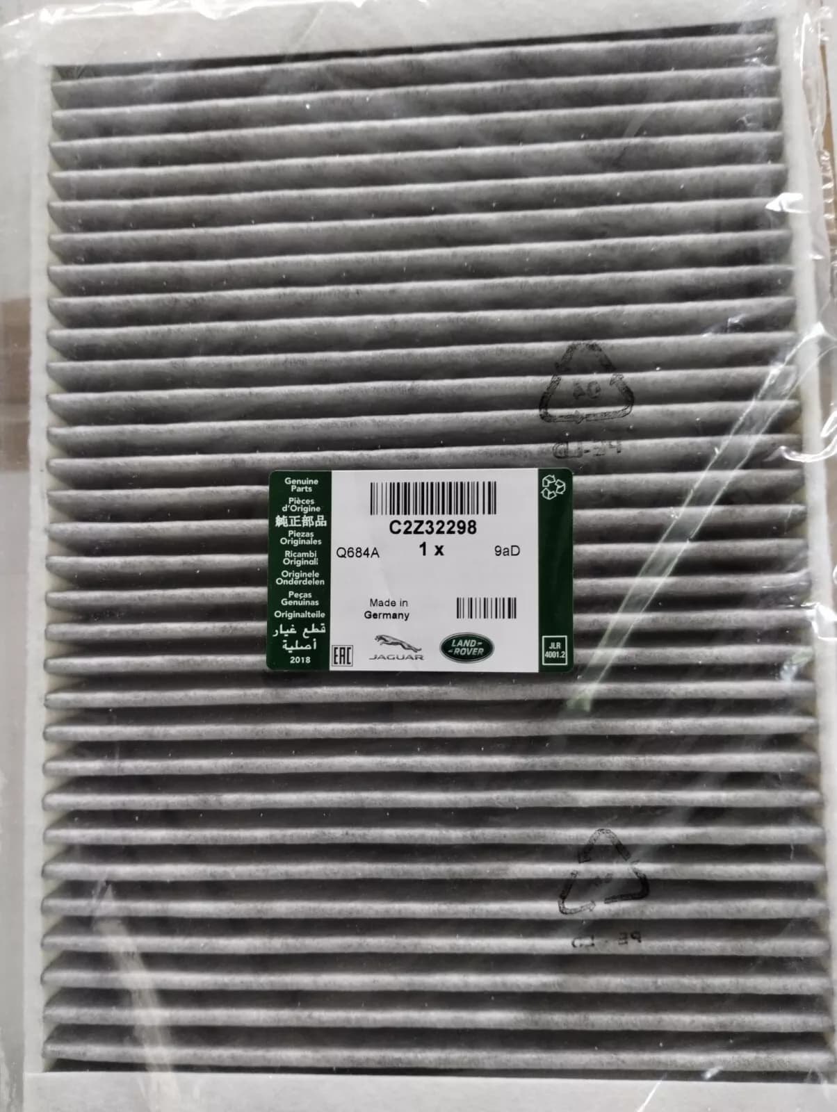 Jaguar, Land Rover, genuine Cabin Air Filter No: C2Z32298