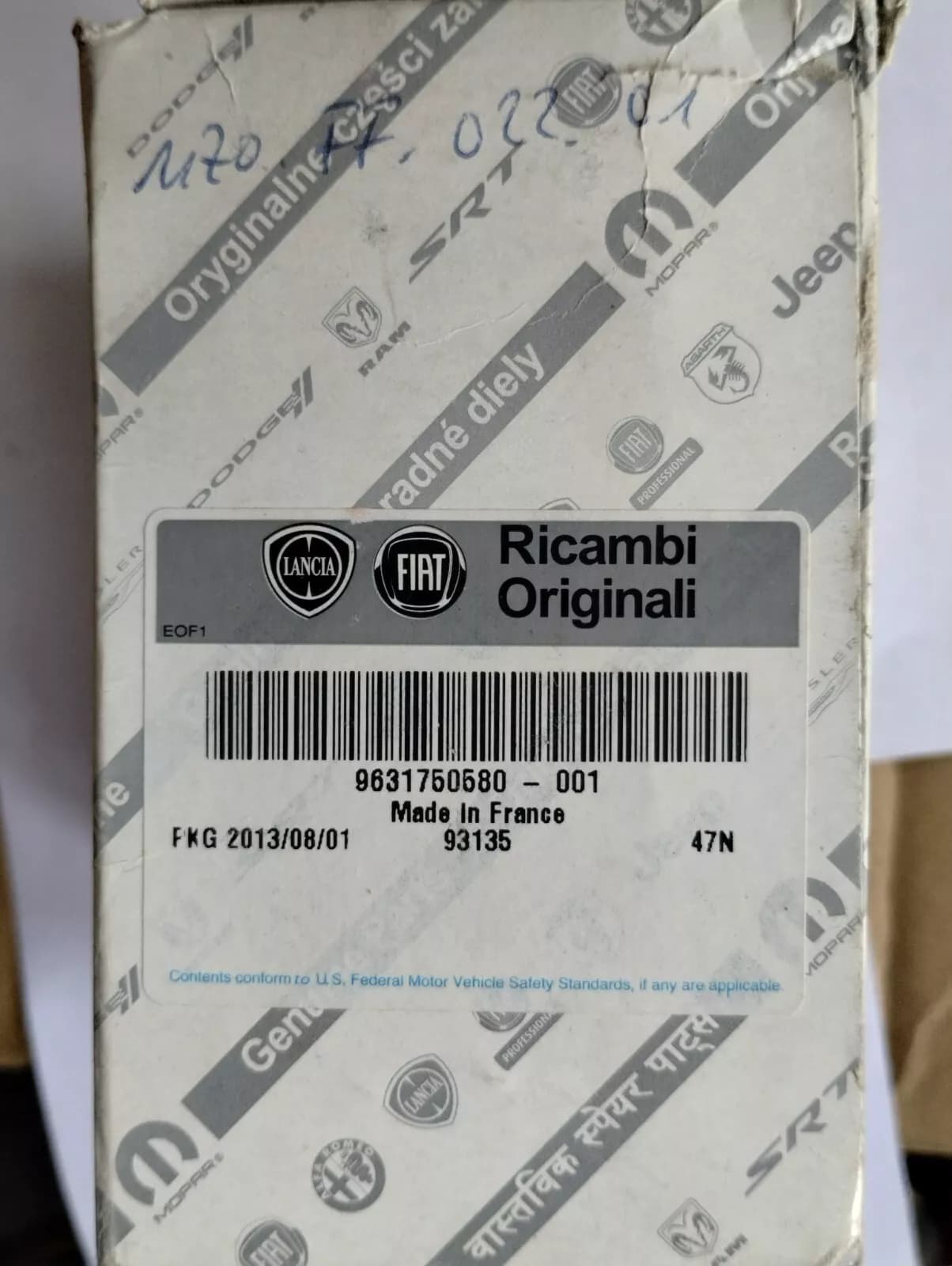 Genuine Fiat cooling system pipe No: 9631750580