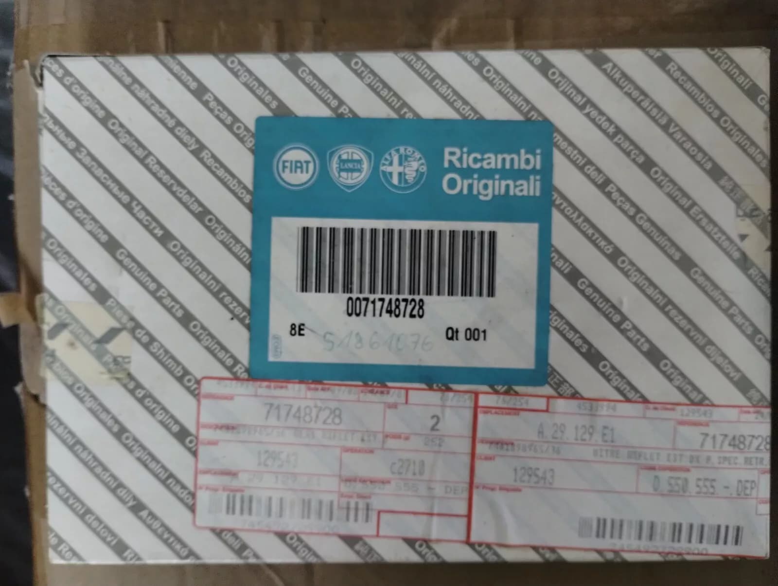 Genuine Fiat, Alfa Romeo, Lancia, GLASS FOR MIRROR No: 71748728, 51861076