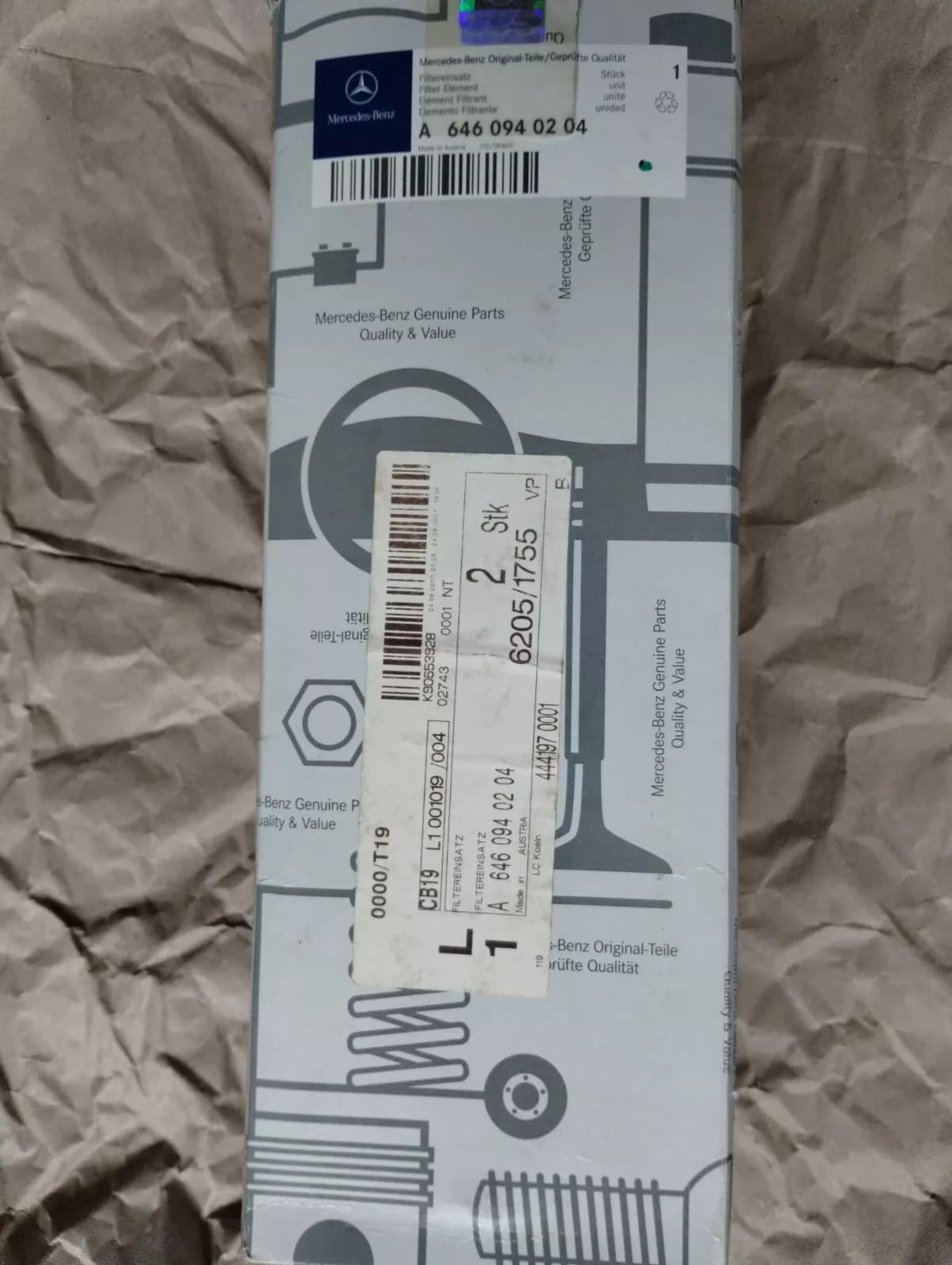 Genuine MERCEDES Filter No: A6460940204