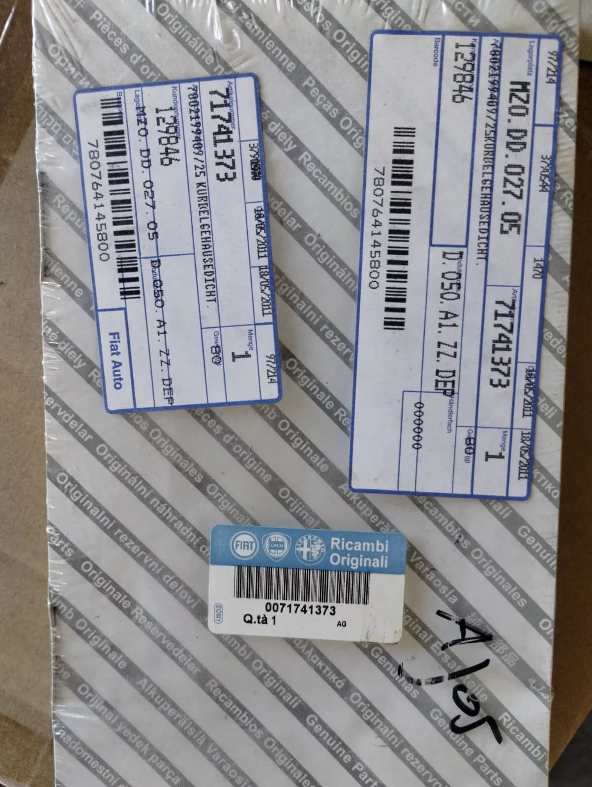 Genuine Fiat, Alfa Romeo, gasket No: 71741373