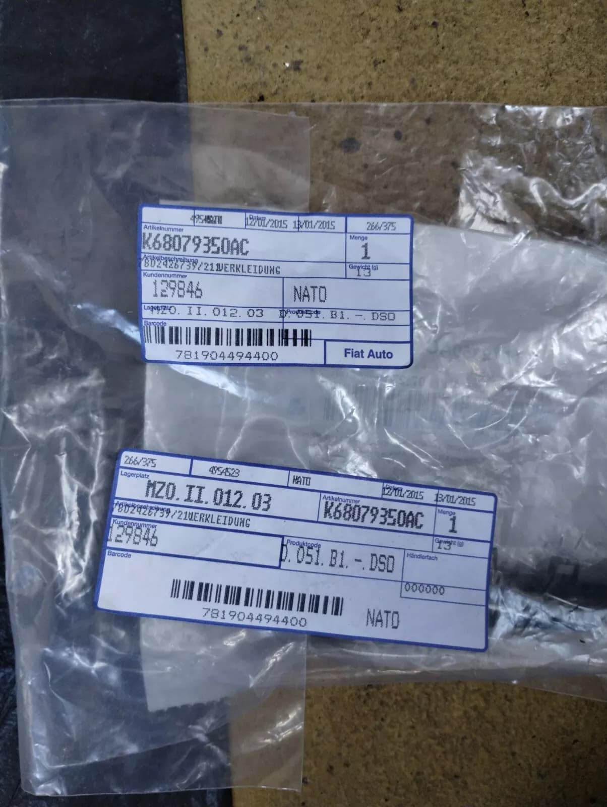 Genuine Fiat Freemont, Cover No: K68079350AC