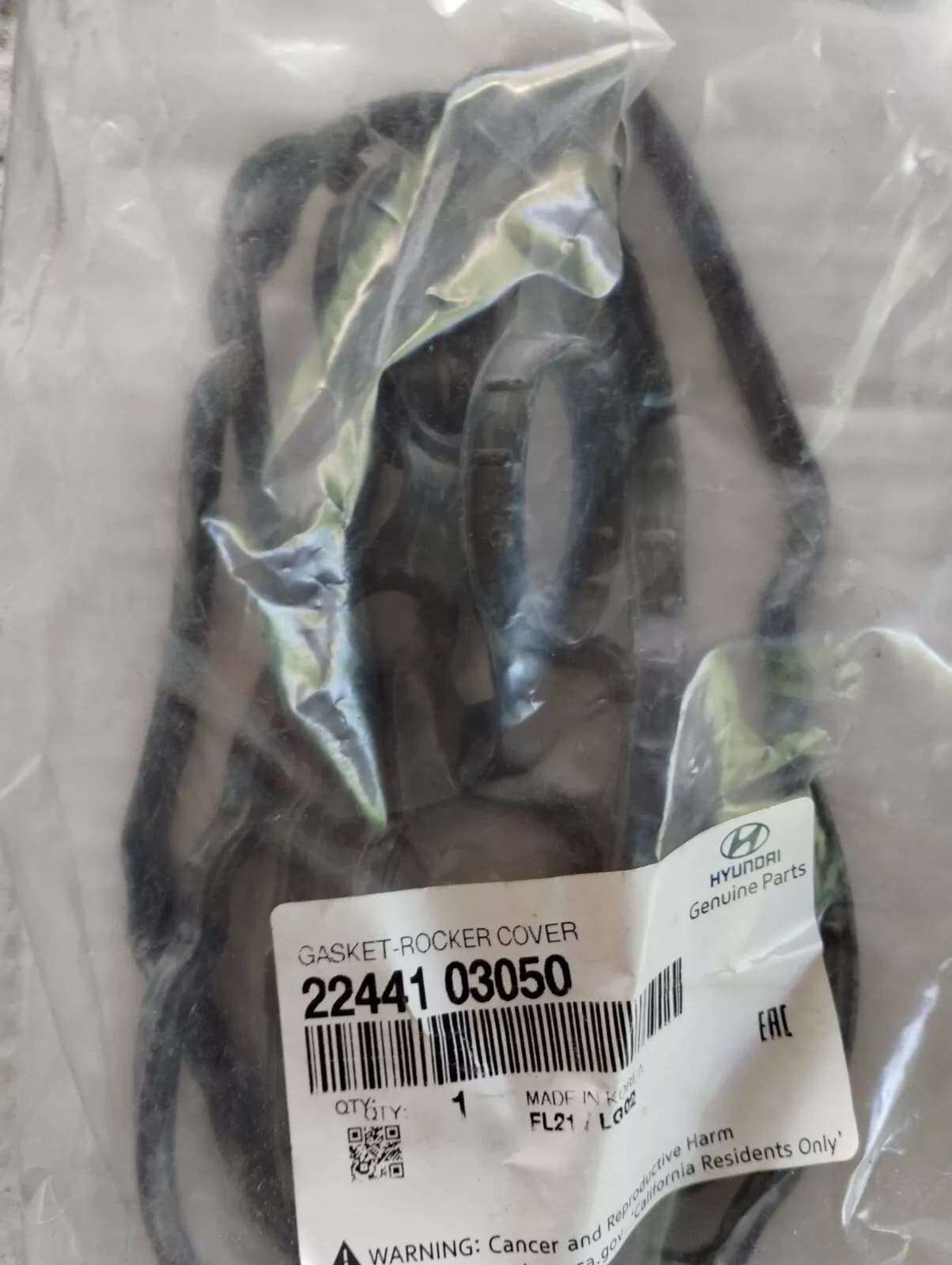 Genuine Hyundai, GASKET-ROCKER COVER 1 pcs no: 2244103050