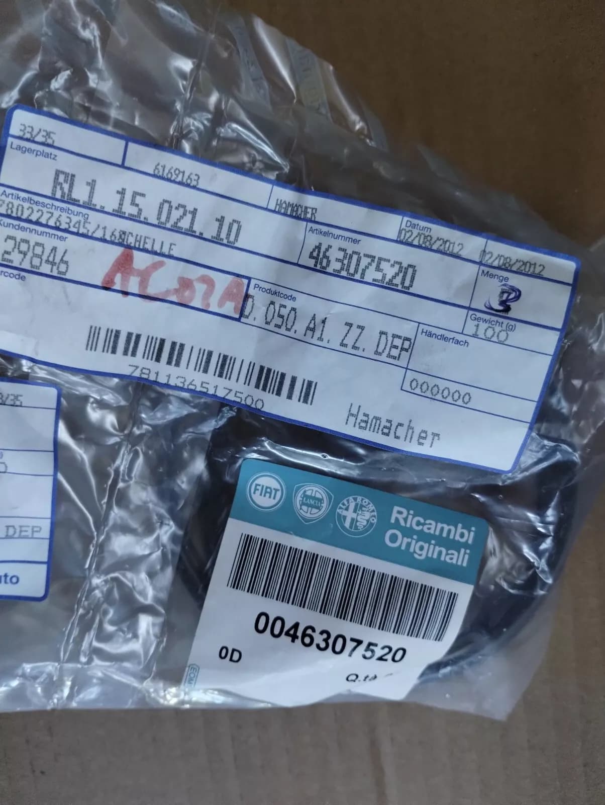 Genuine Fiat CLAMPED COLLAR 3 pcs Nr: 46307520