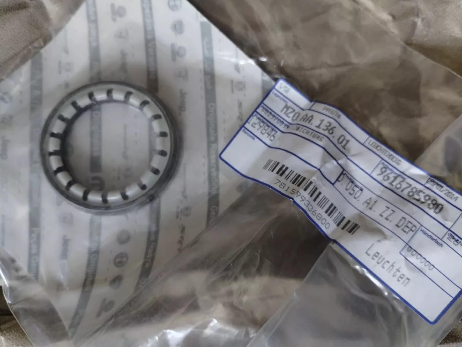 Genuine Fiat, Lancia, Alfa Romeo, Seal No: 9616785980