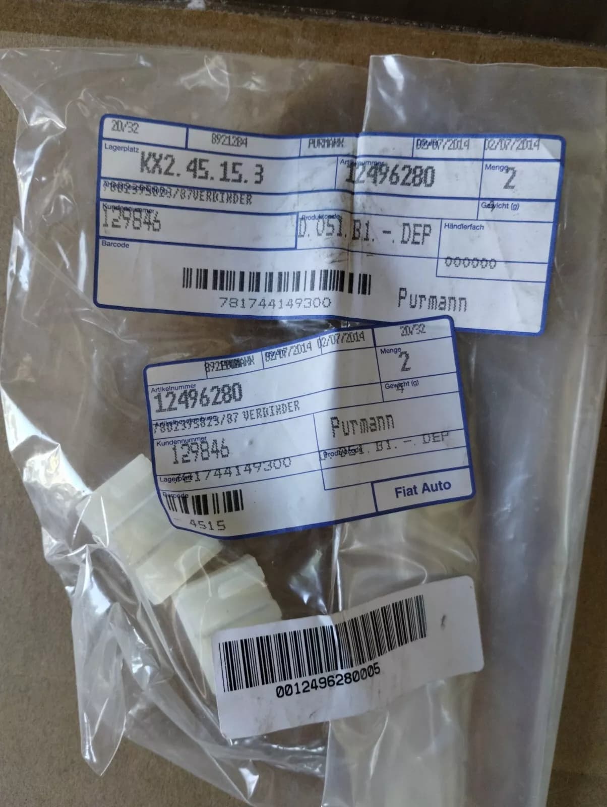 Genuine FIAT, Alfa Romeo, Lancia, CONNECTION No: 12496280