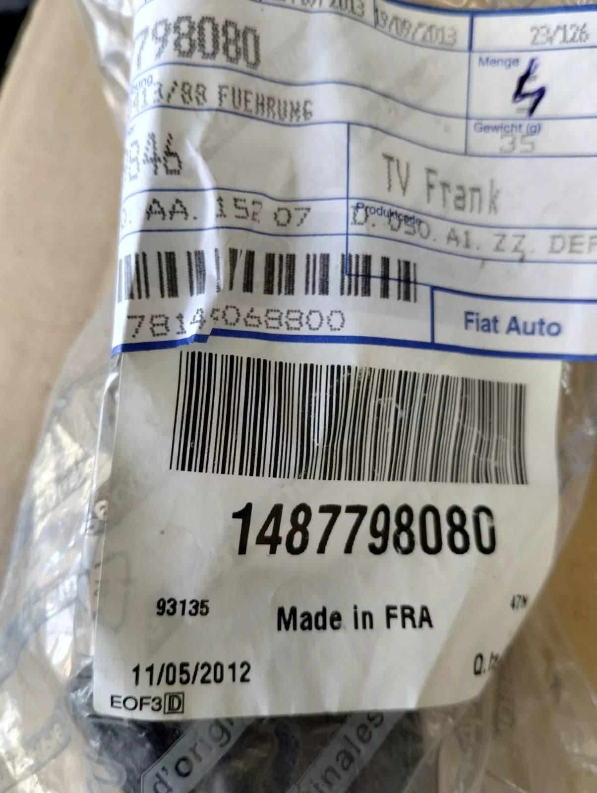 Genuine FIAT guide No: 1487798080