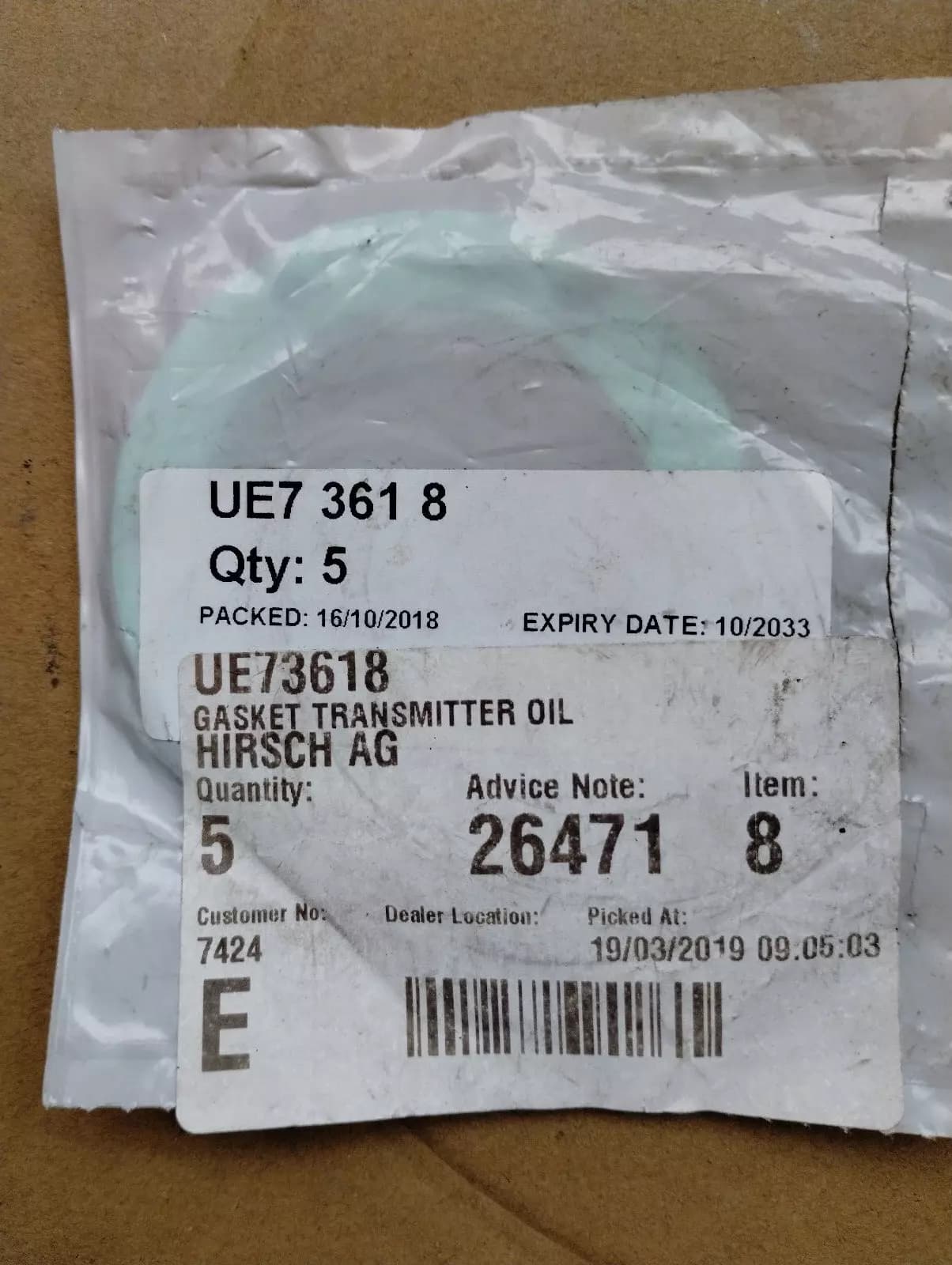 ORIGINAL BENTLEY LEVEL SENDER GASKET 5 PCS Nr: UE73618