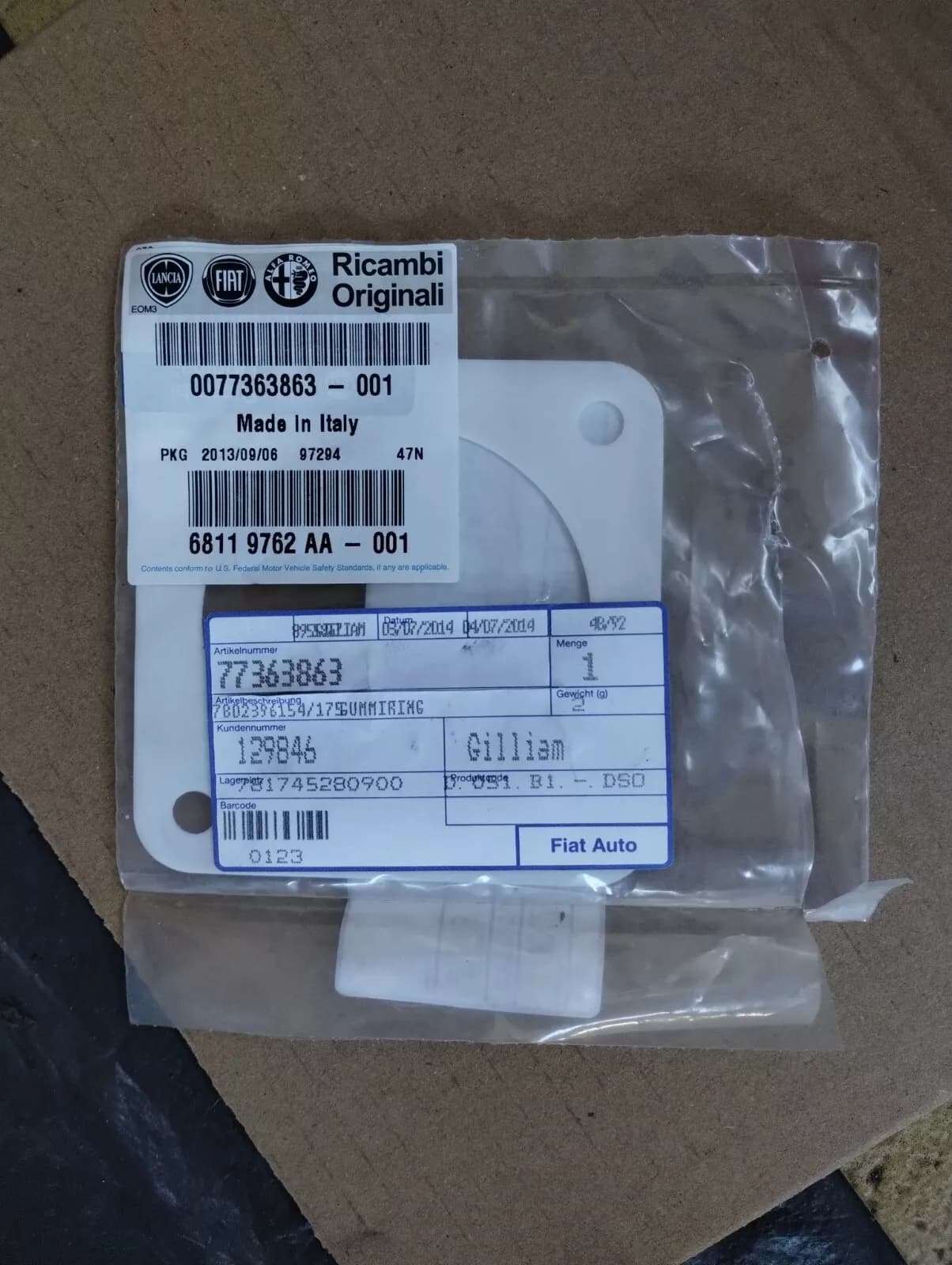 Genuine Fiat gasket No : 77363863