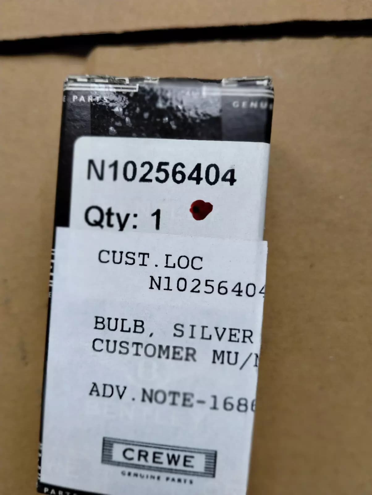 ORIGINAL BENTLEY BULB 1 PCS NR: N10256404