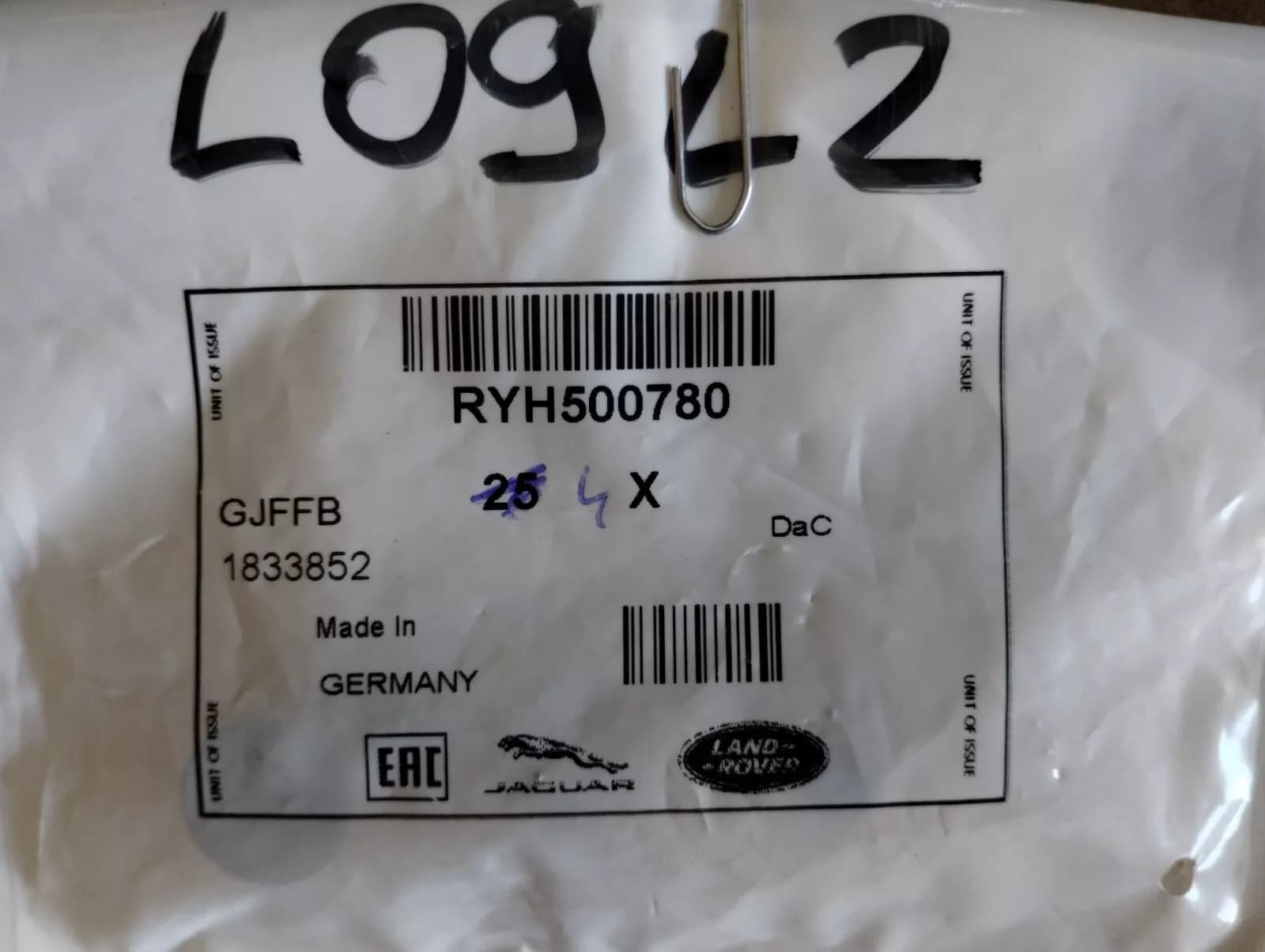 Genuine Jaguar, Land Rover, flange nuts 4 pcs no: RYH500780