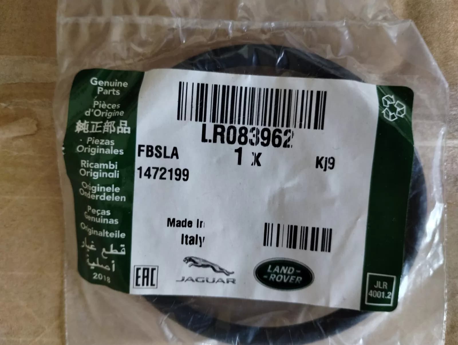 Genuine Jaguar, Land Rover, O ring 1 Pcs No: LR083962