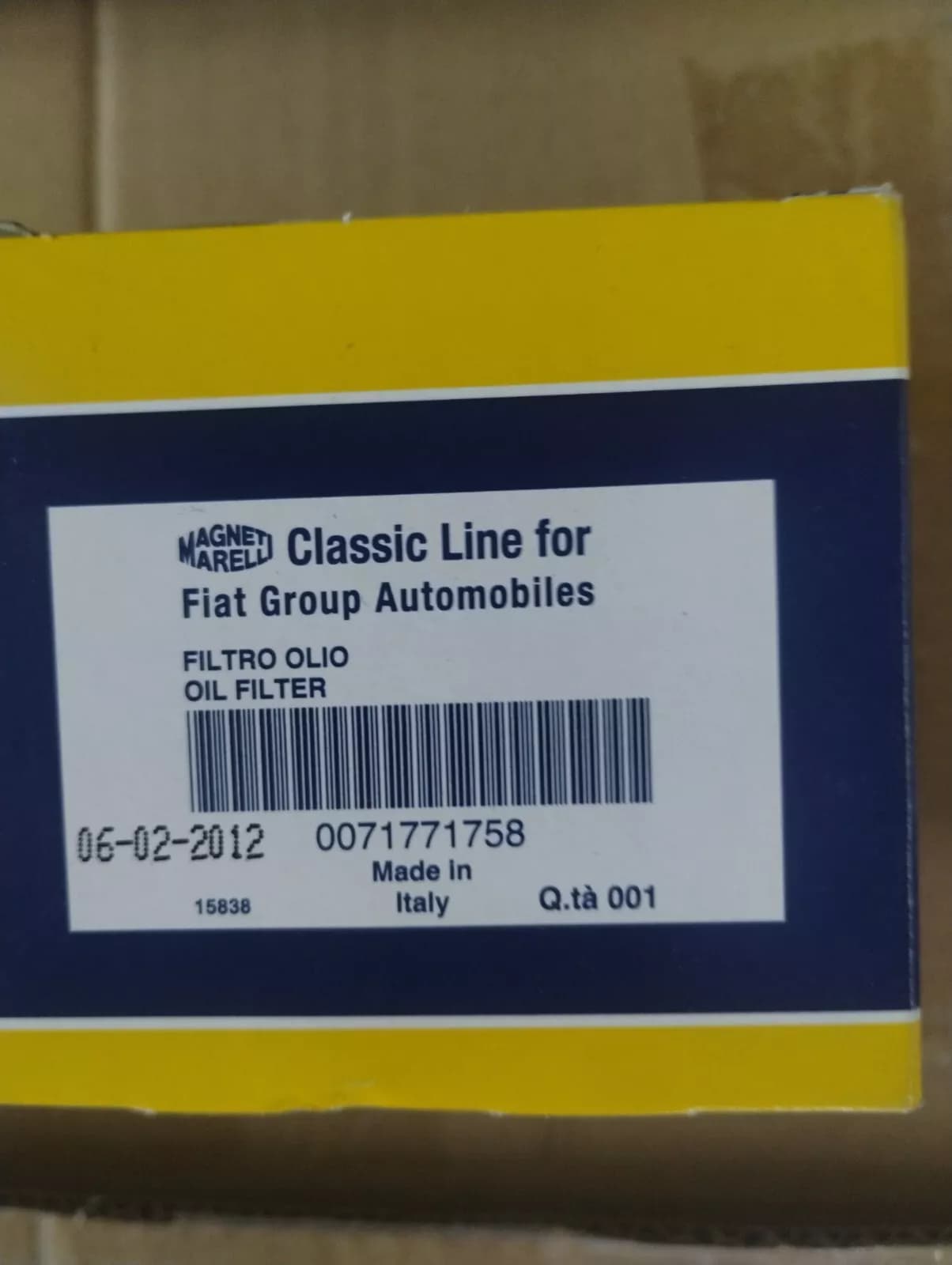 Genuine Fiat, Filter No: 71771758