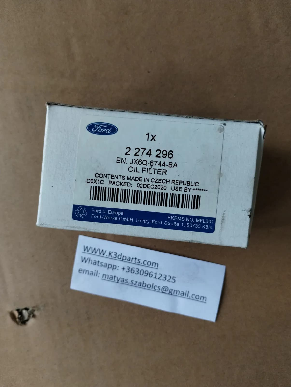 Genuine Oil Filter Fits Ford Transit Connect 1.5 EcoBlue, Focus IV.