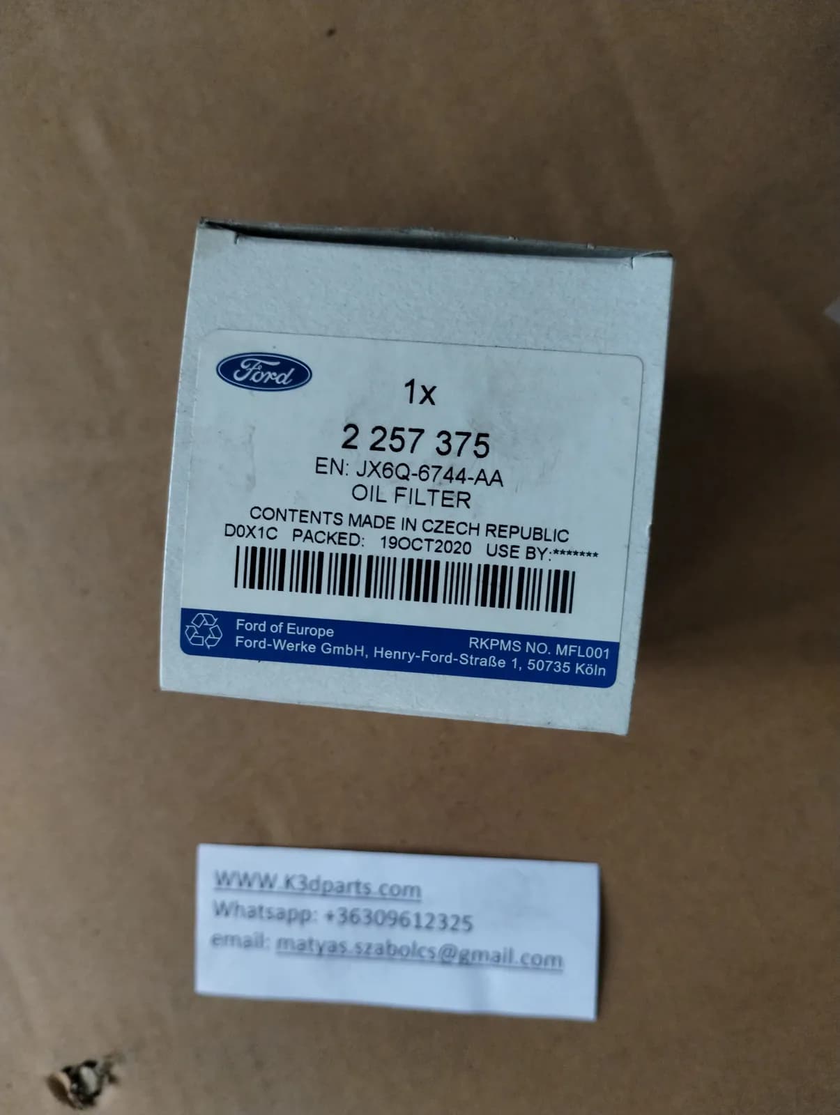 Genuine Oil Filter Fits Ford Transit Connect, Kuga, Puma, Focus Ecosport 1,5 TDCI. 