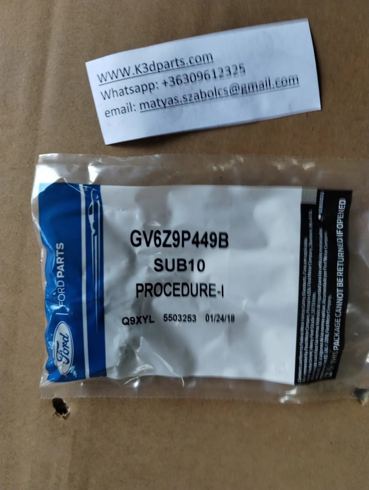 Genuine Ford Engine EGR System Modification. Part number GV6Z9P449B SUB10, Q9XYL 5503253.