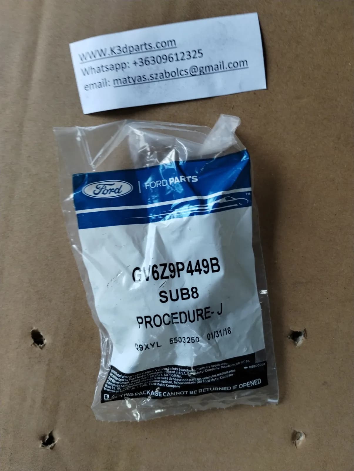 Genuine Ford Engine EGR System Modification. Part number GV6Z9P449B SUB8, Q9XYL 5503250.