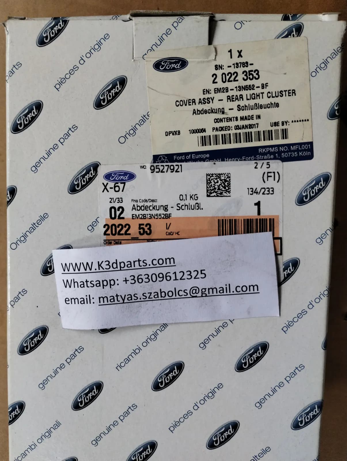 Genuine Ford Cover Assy - Rear Light Cluster. 