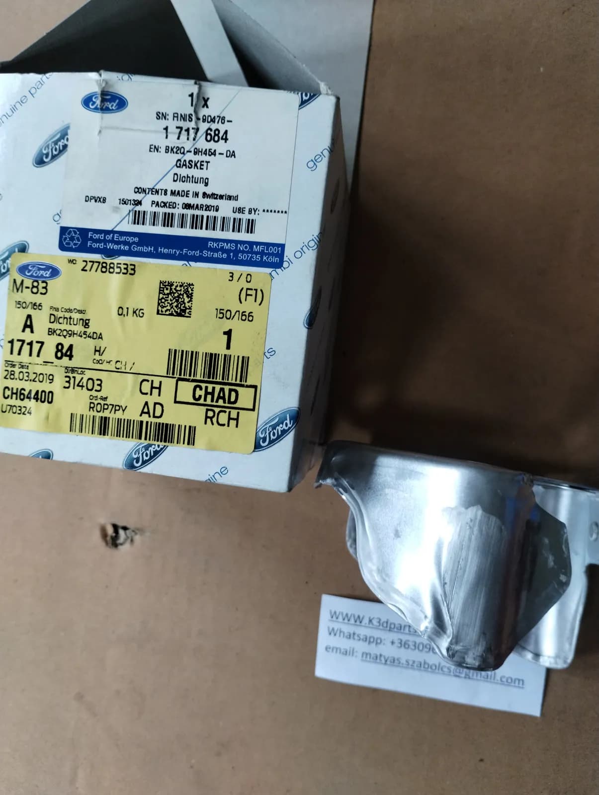 New Genuine Ford Transit Mk7 Mk8 Ranger Custom 2.2 CR TC EGR Cooler Gasket. 