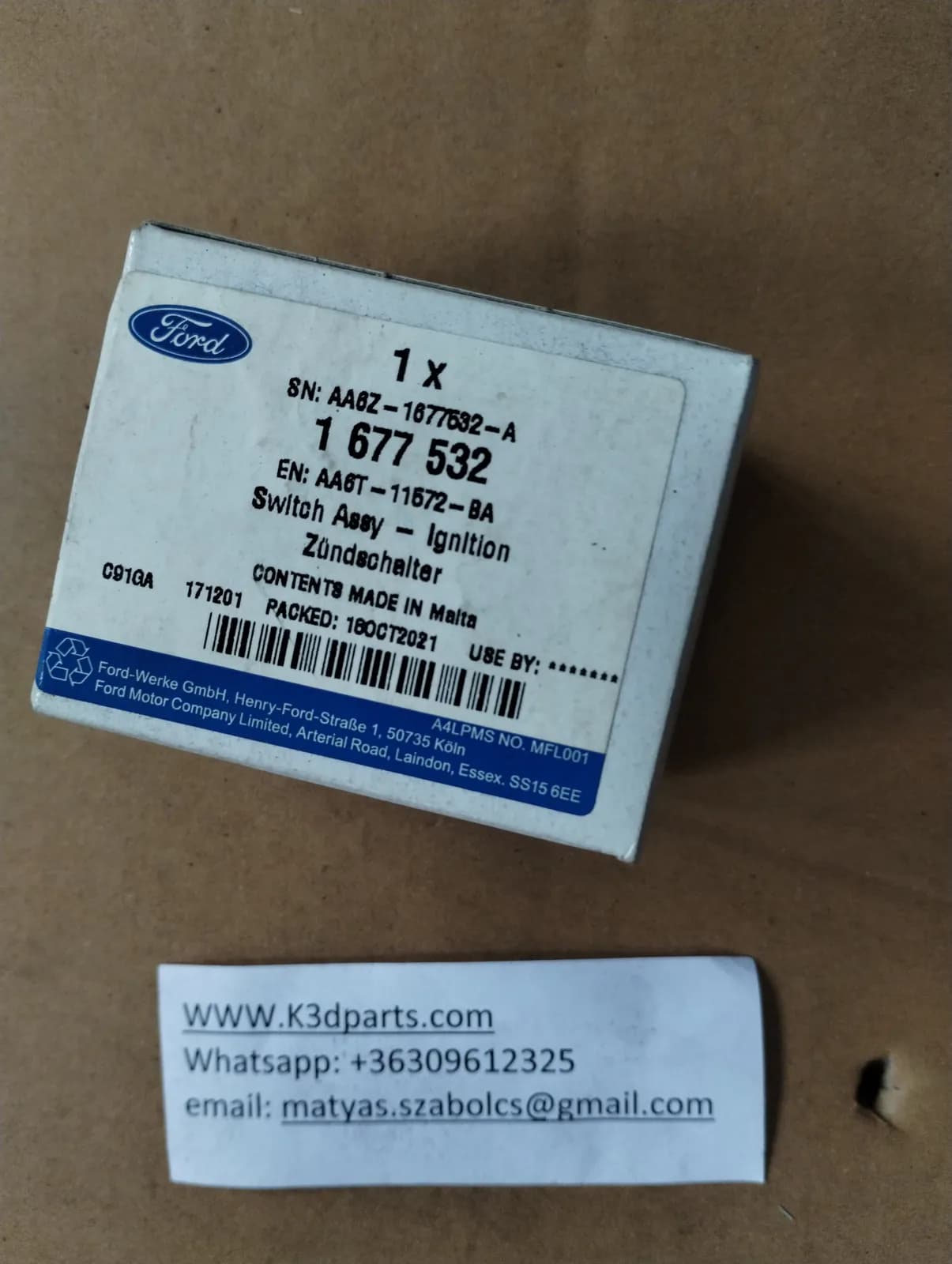 New Genuine Ford Ford Ignition Switch.