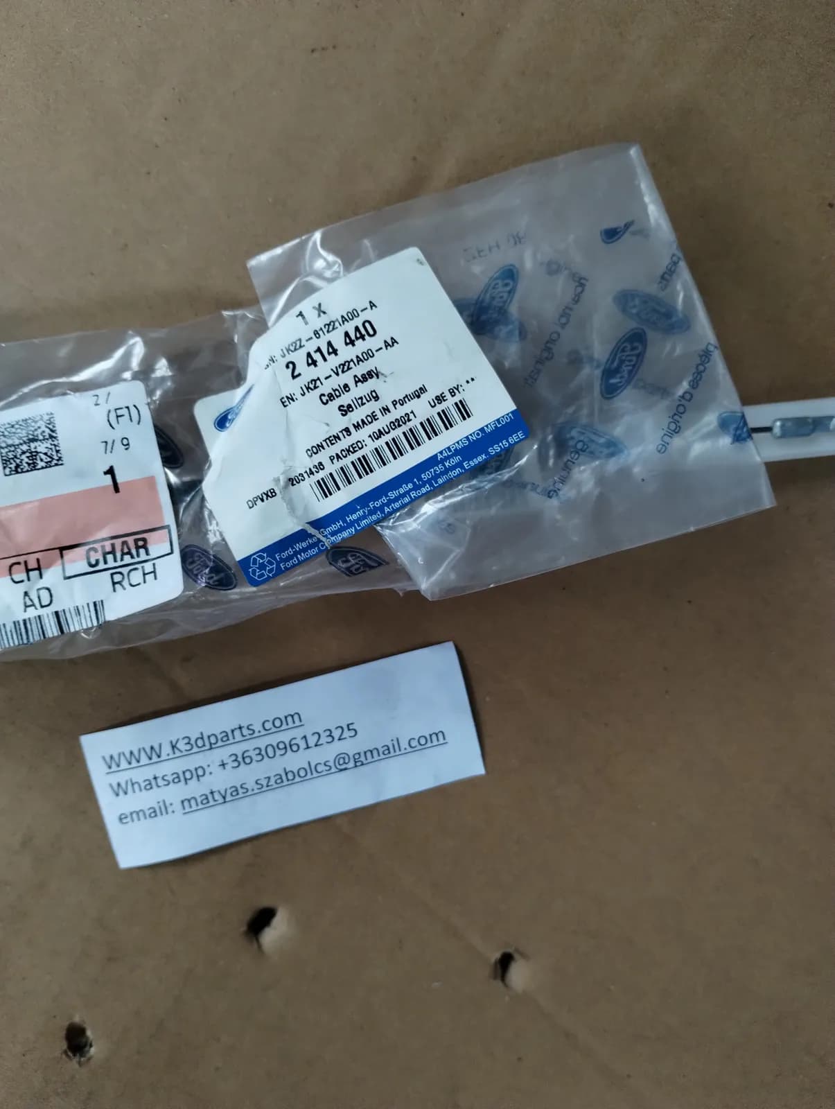 NEW GENUINE FORD TRANSIT CUSTOM MK1 Front Door Lock Cable. 