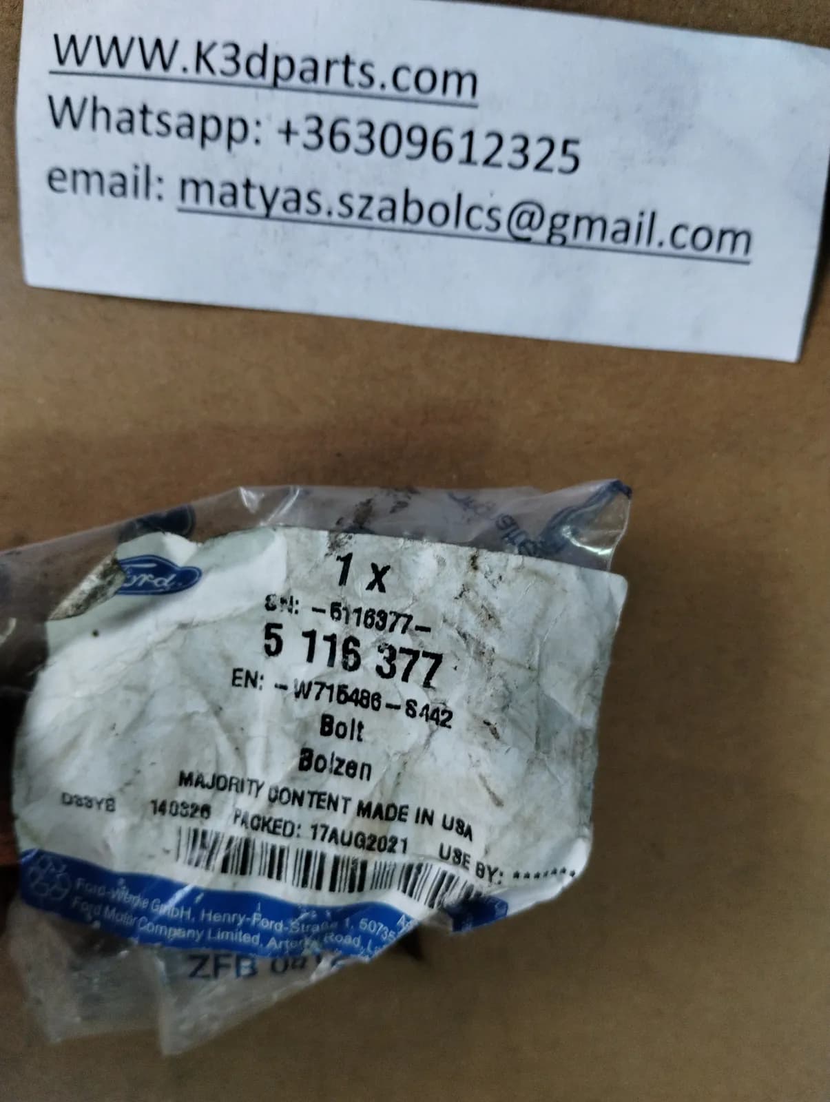 Genuine Ford Bolt, control arm-/trailing arm bush.