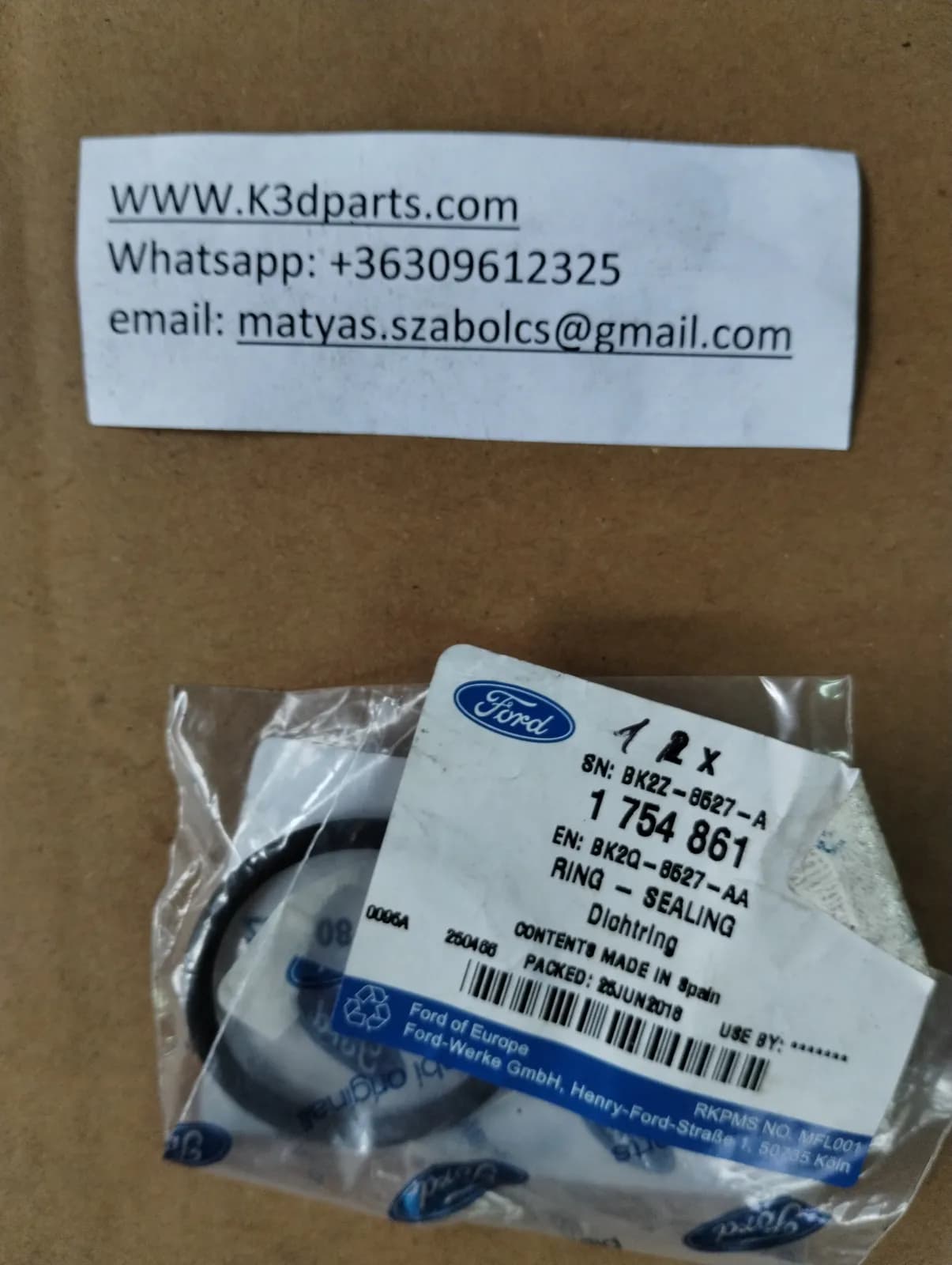 Genuine Ford Emission Control Valve Sealing Ring.  Part number 1754861, BK2Q 8527 AA.